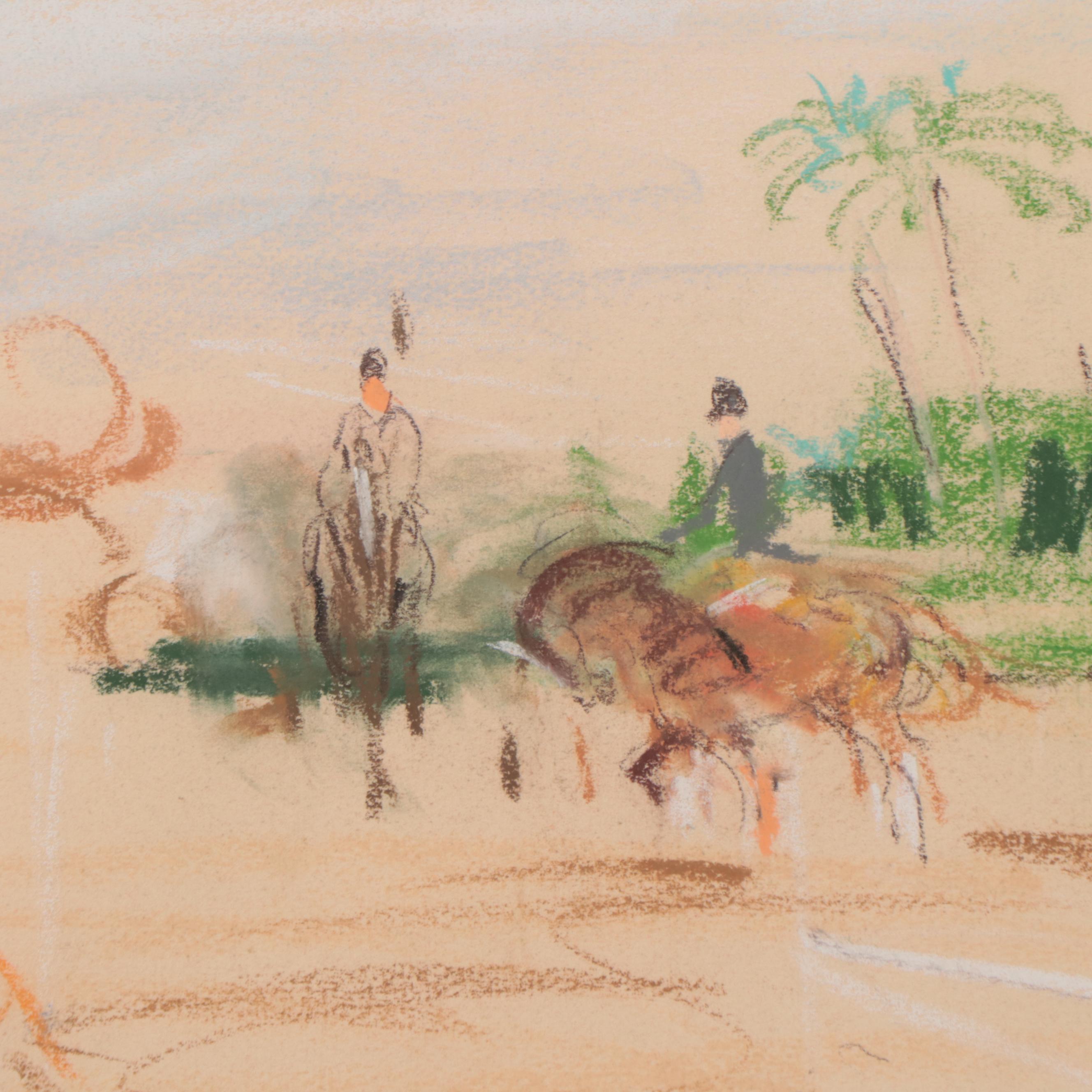 Kamil Kubik Pastel Drawing of Equestrians