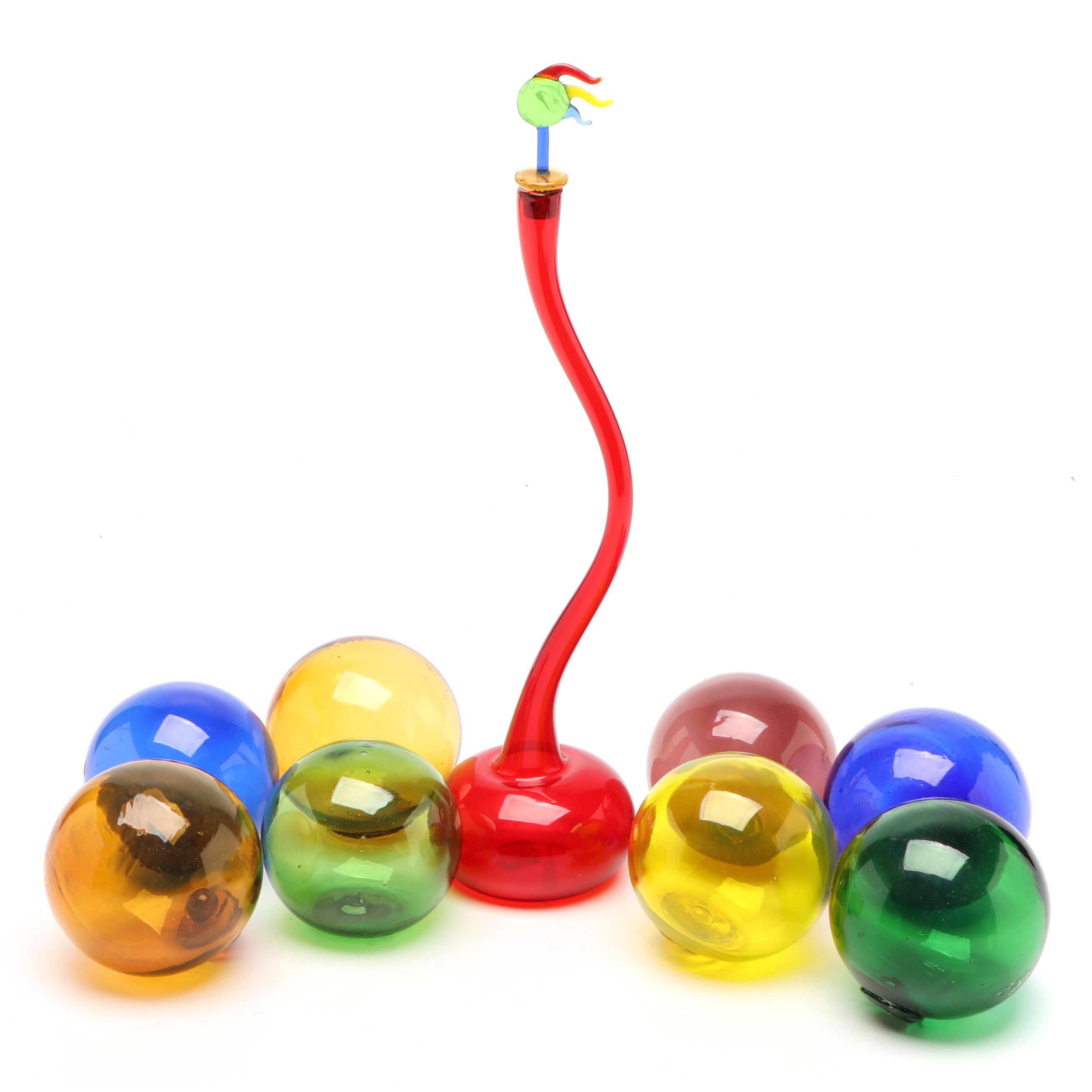 Decorative Glass Spheres With Plastic Accessory