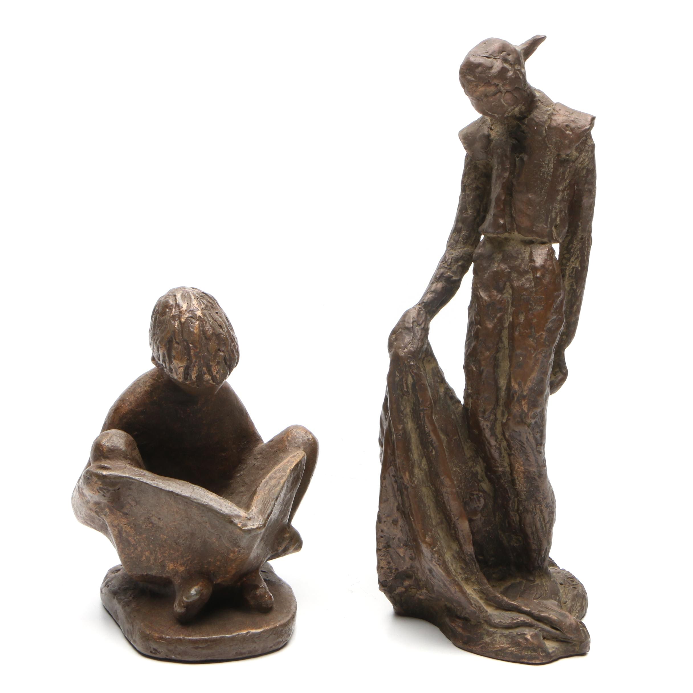 Matador and Austin Productions Young Boy Reading Resin Sculptures