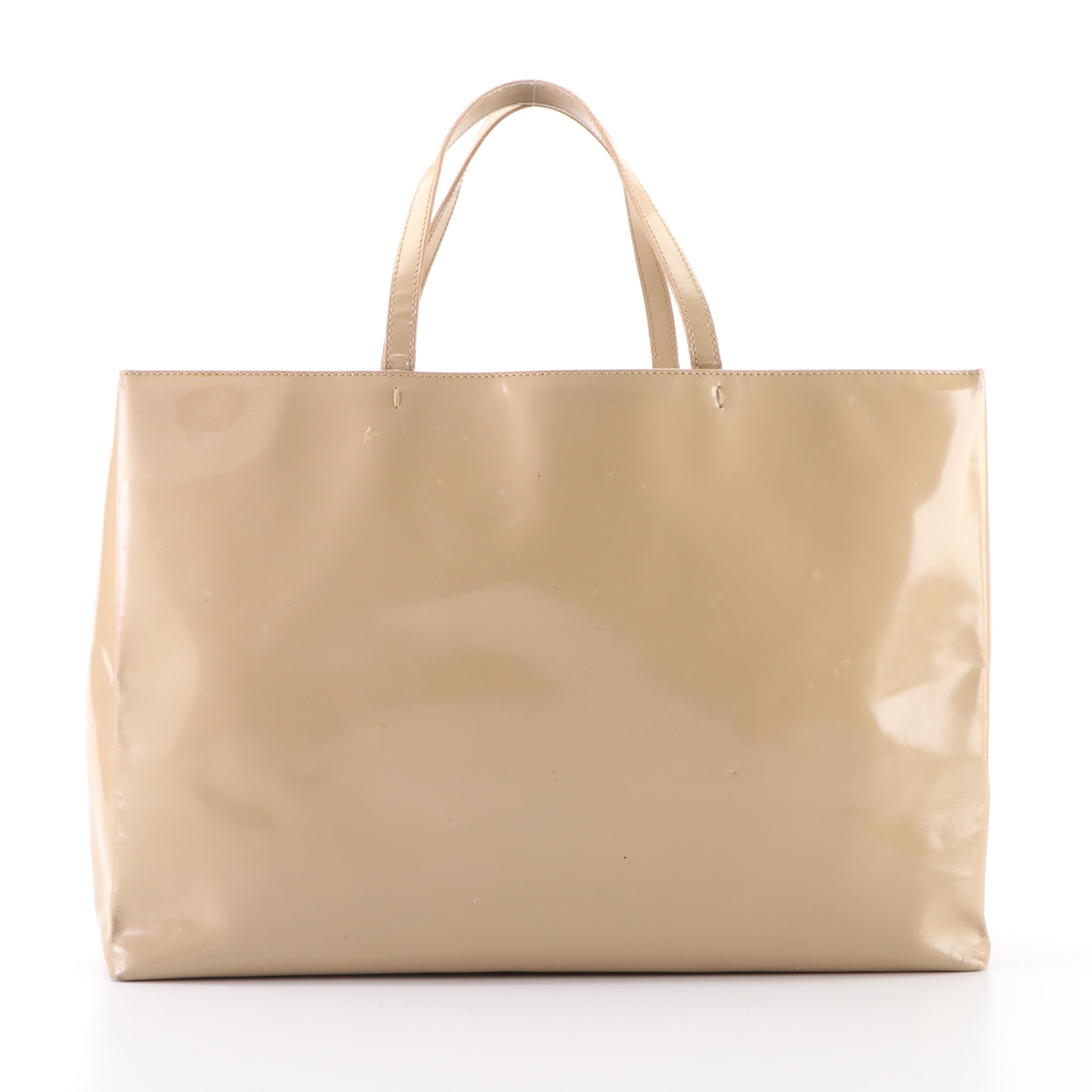 Prada Sabbia Patent Leather Tote Bag