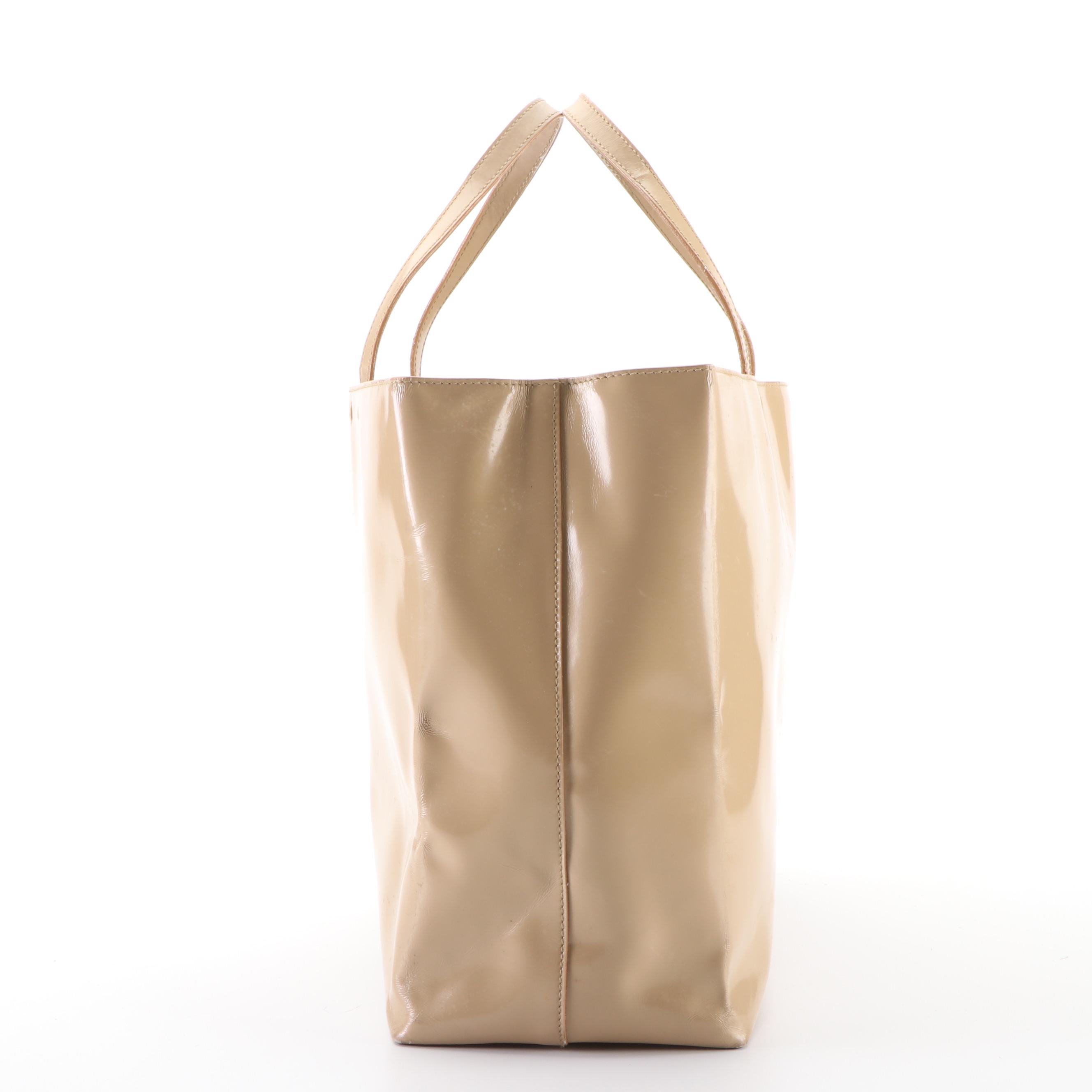 Prada Sabbia Patent Leather Tote Bag