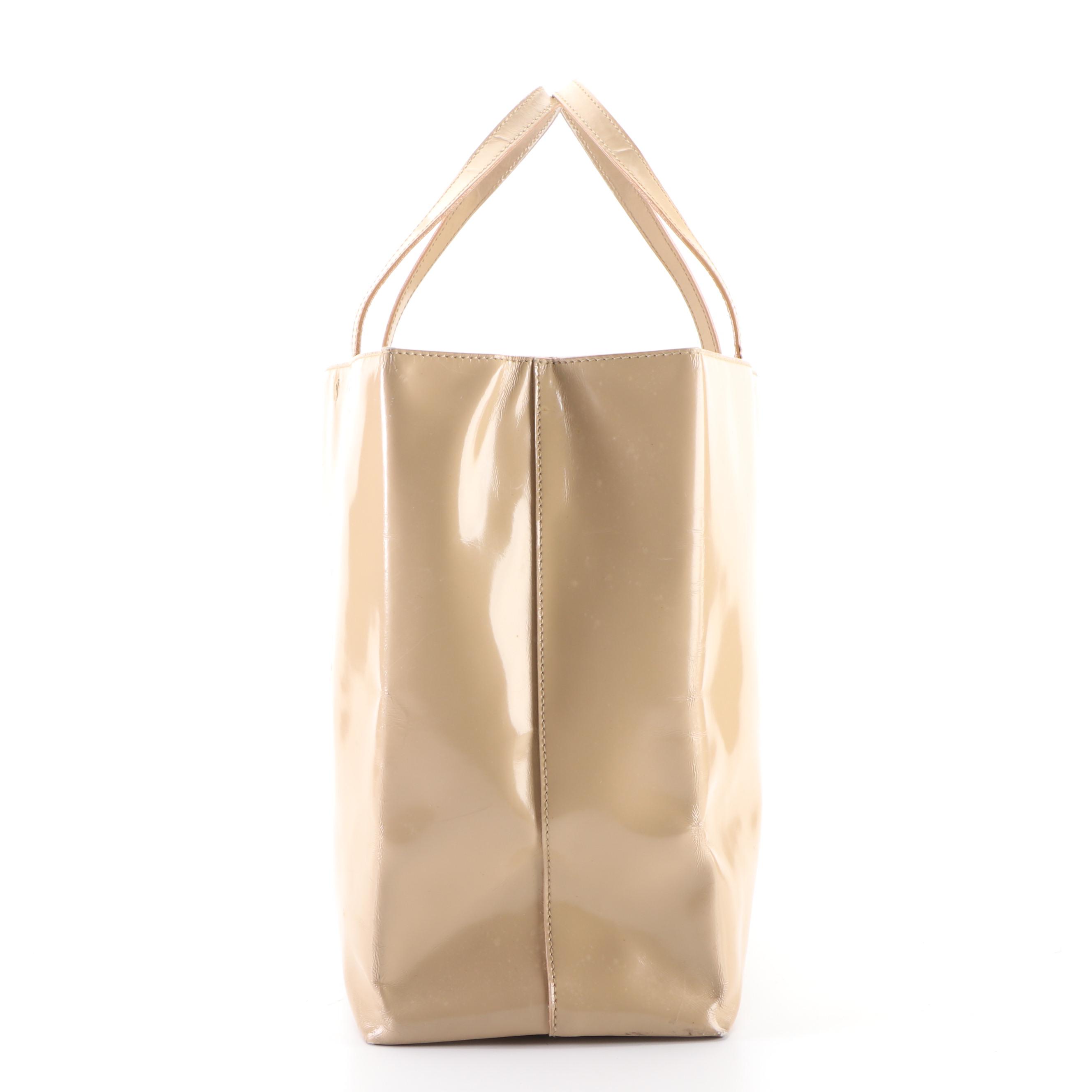 Prada Sabbia Patent Leather Tote Bag