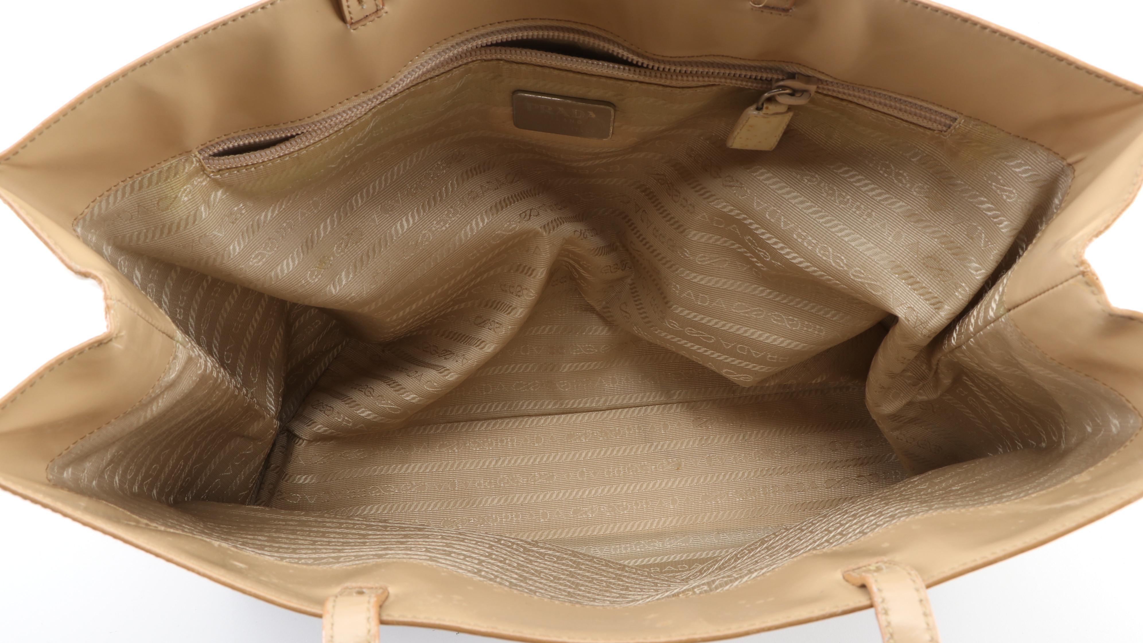 Prada Sabbia Patent Leather Tote Bag