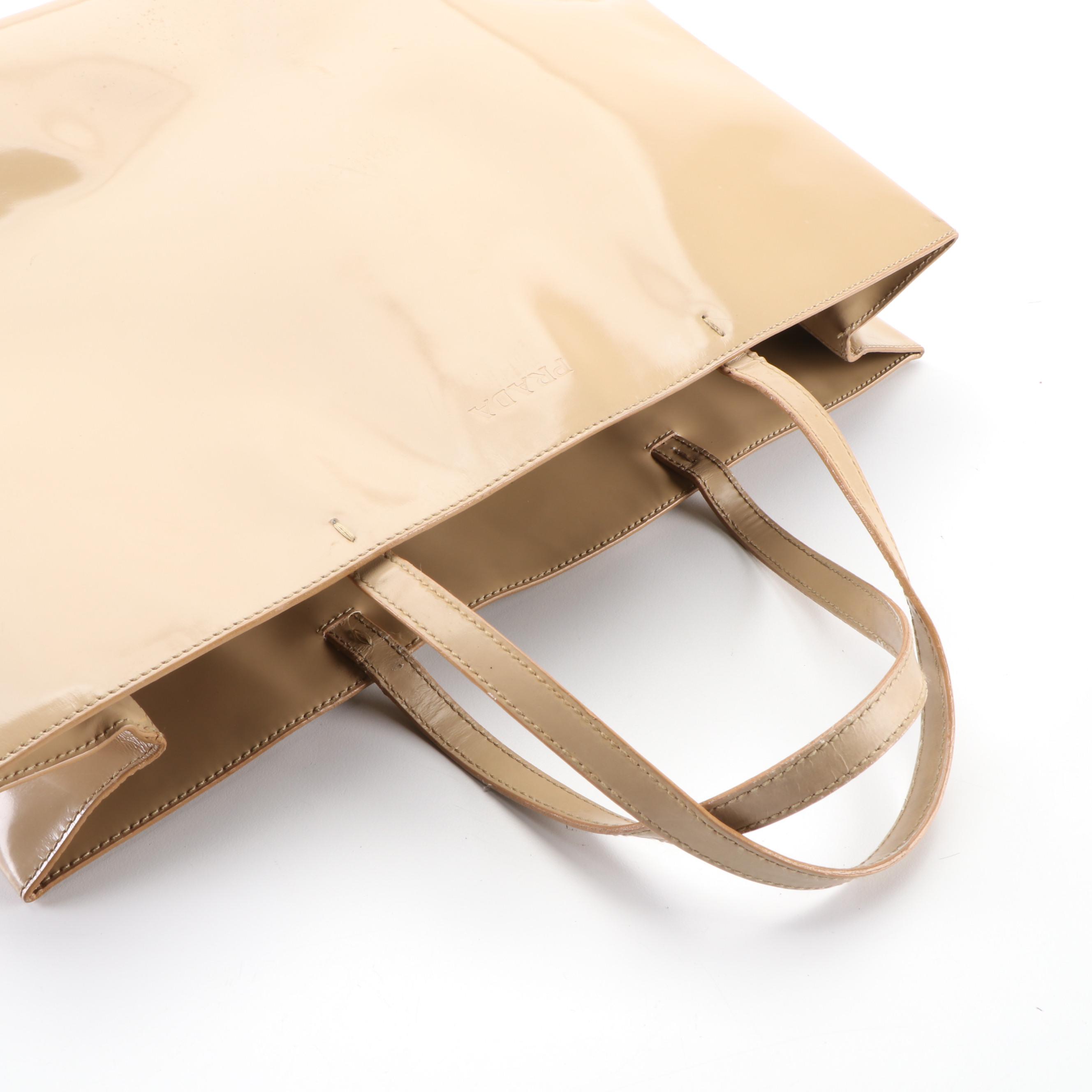 Prada Sabbia Patent Leather Tote Bag