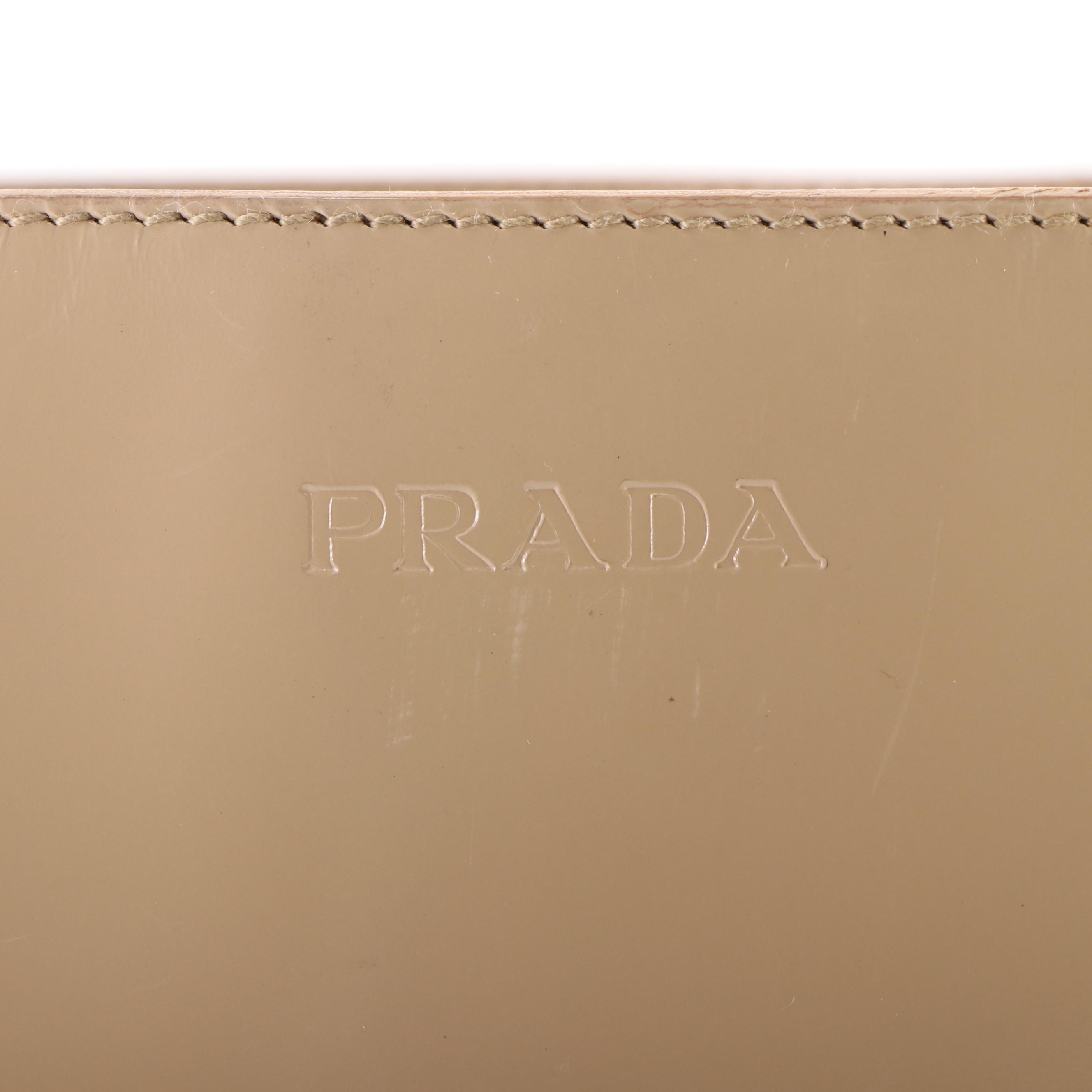 Prada Sabbia Patent Leather Tote Bag