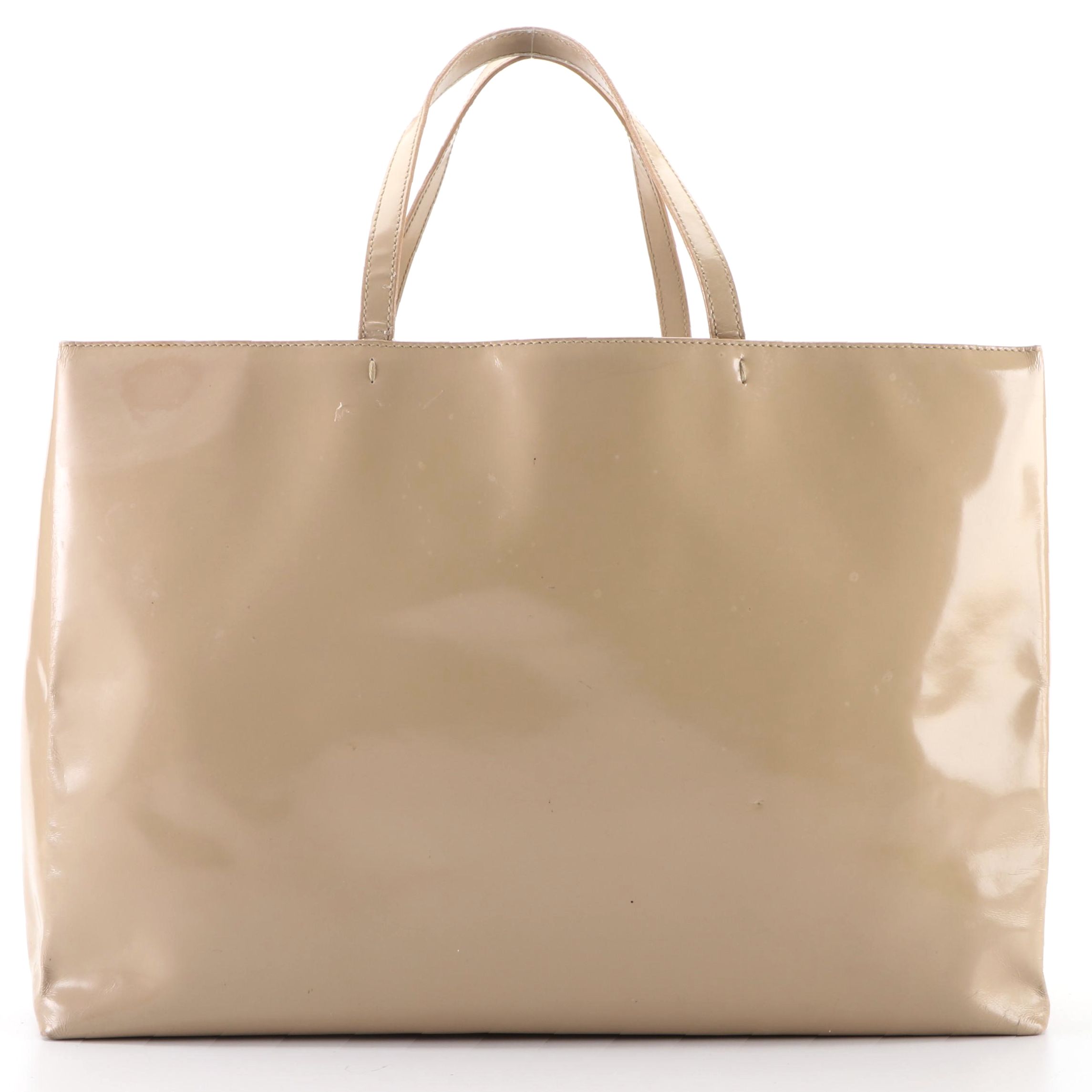 Prada Sabbia Patent Leather Tote Bag