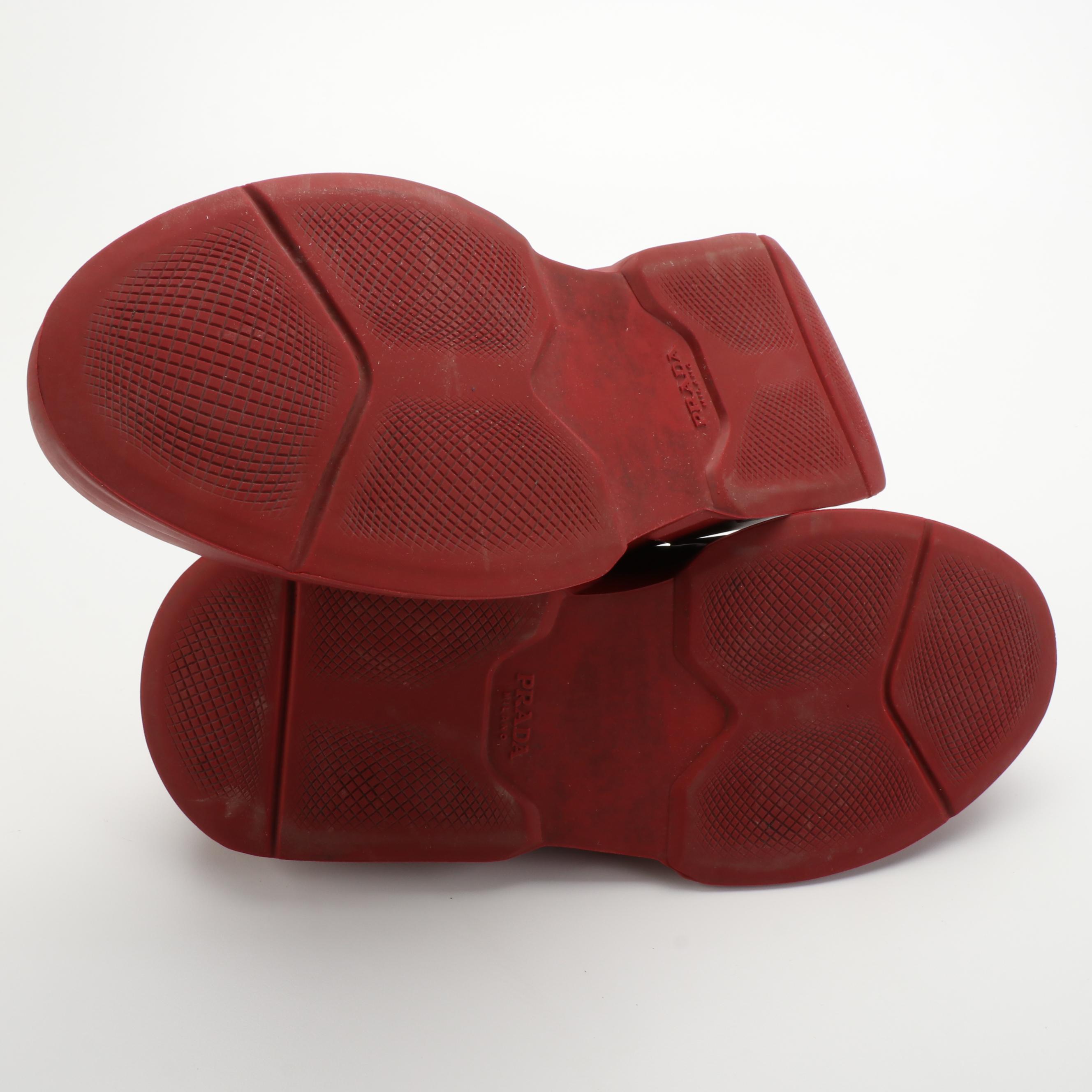 Men's Prada Brutalist-Monochromatic Sneakers in Red Spazzolato Leather