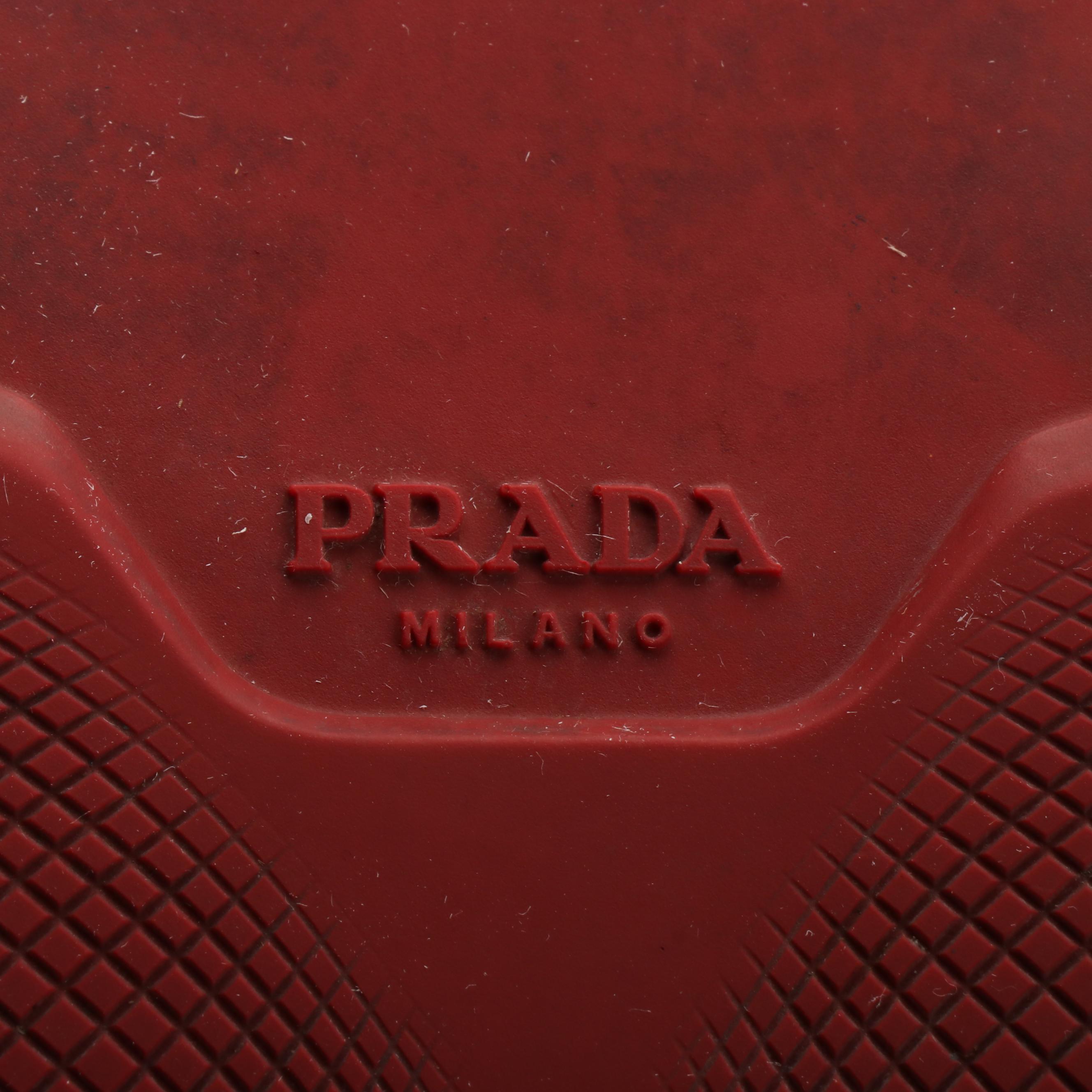 Men's Prada Brutalist-Monochromatic Sneakers in Red Spazzolato Leather