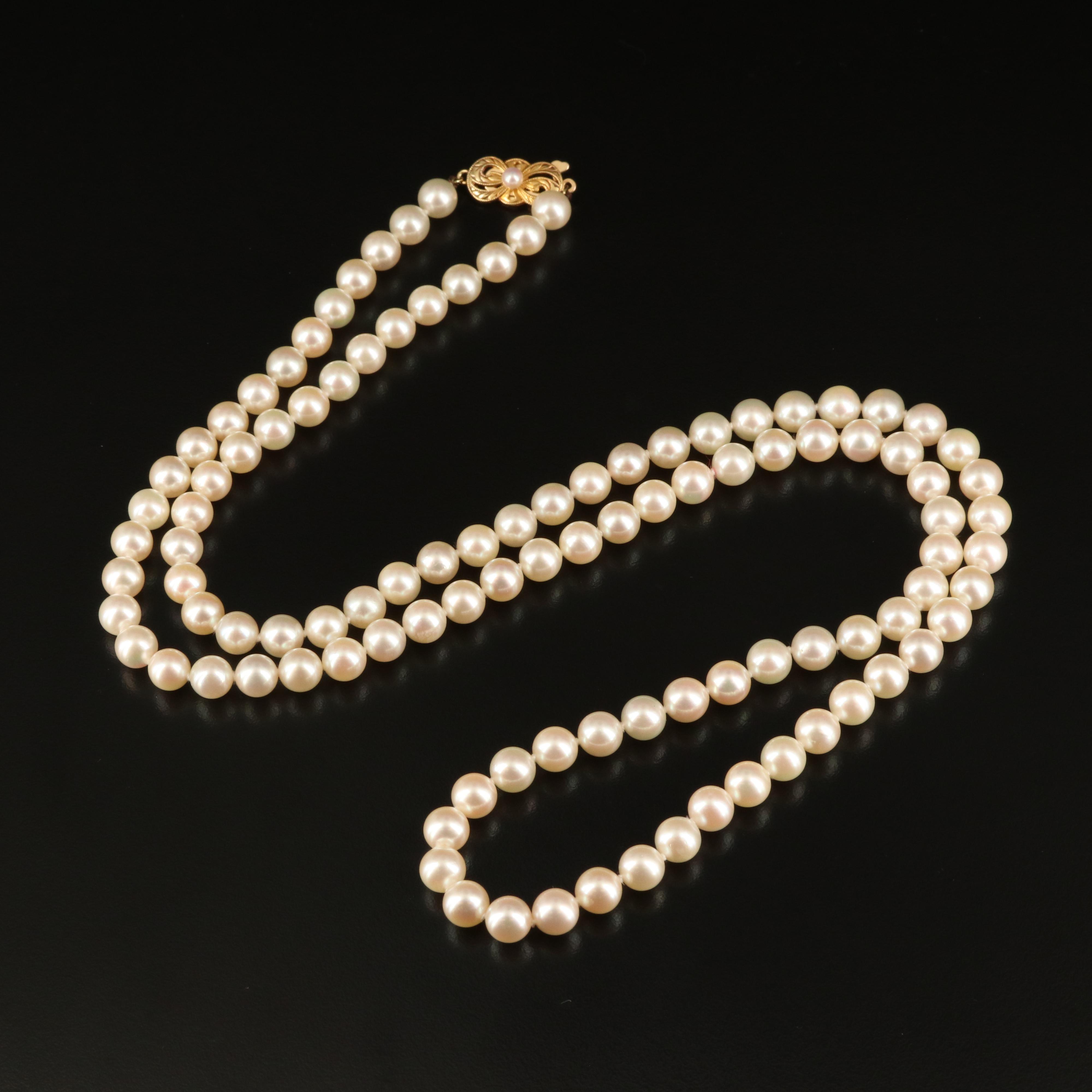 Mikimoto Pearl Necklace with 18K Clasp