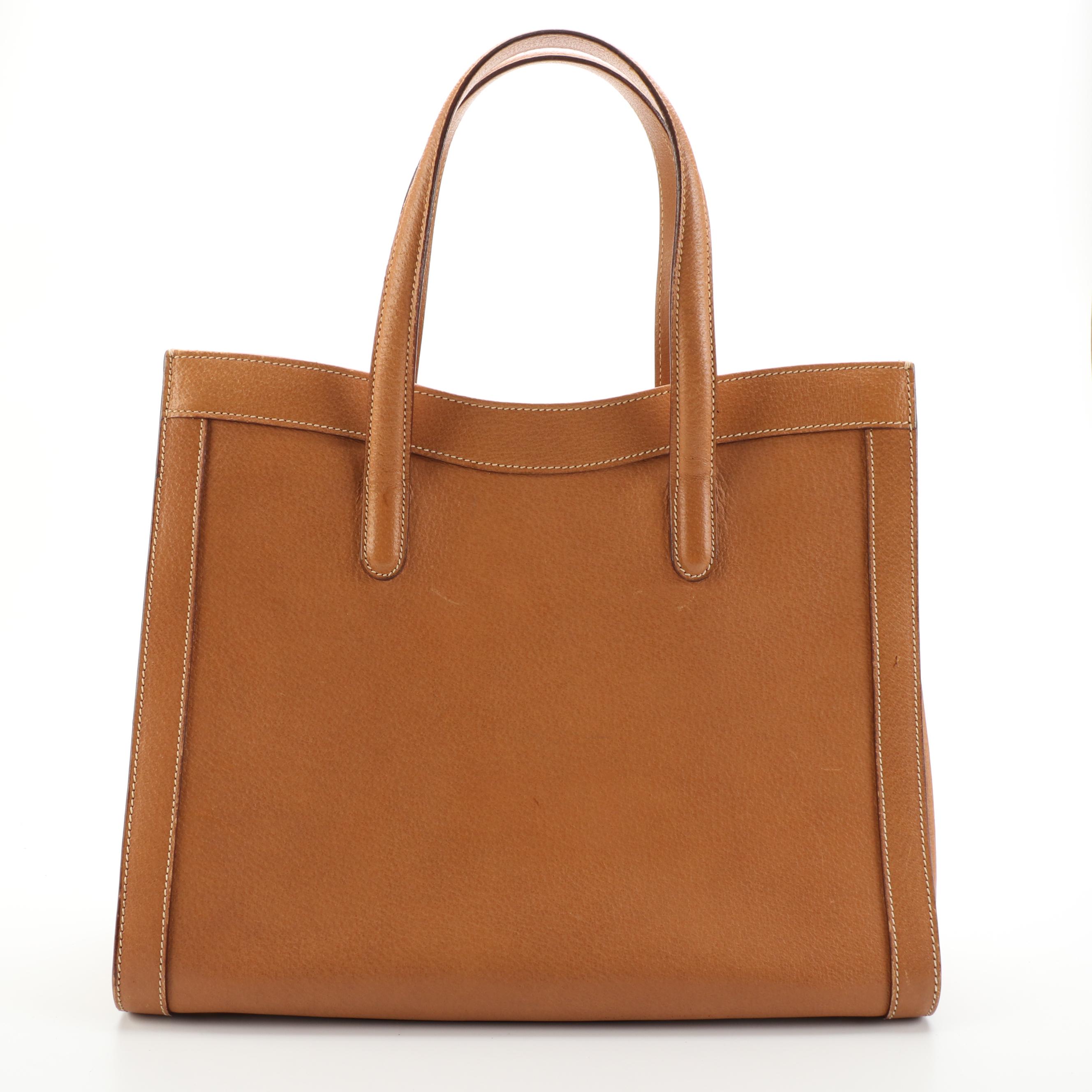 Gucci Rigid Tote Bag in Dark Tan Cinghiale Leather