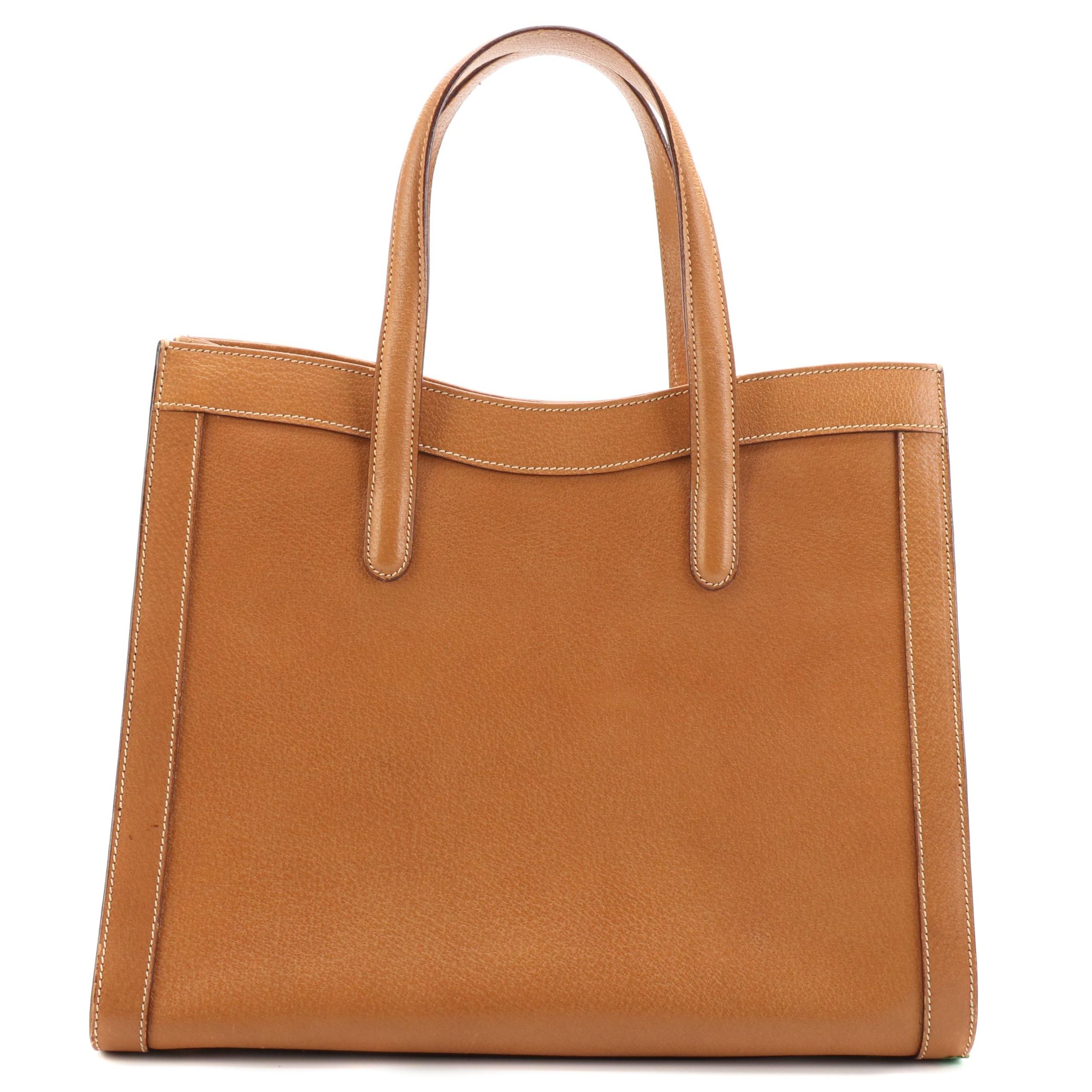 Gucci Rigid Tote Bag in Dark Tan Cinghiale Leather