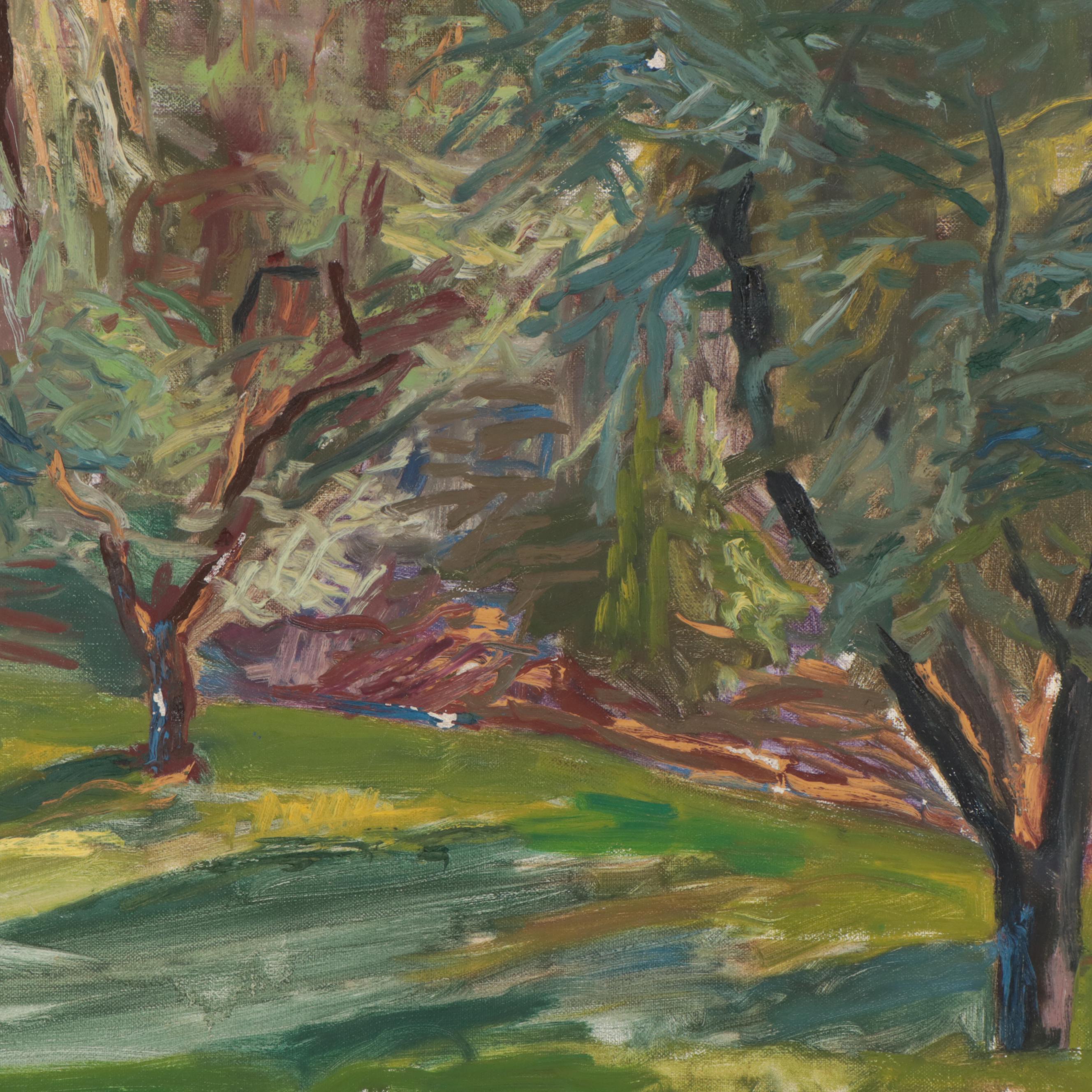Richard Snyder Oil Painting of Trees, Late 20th Century