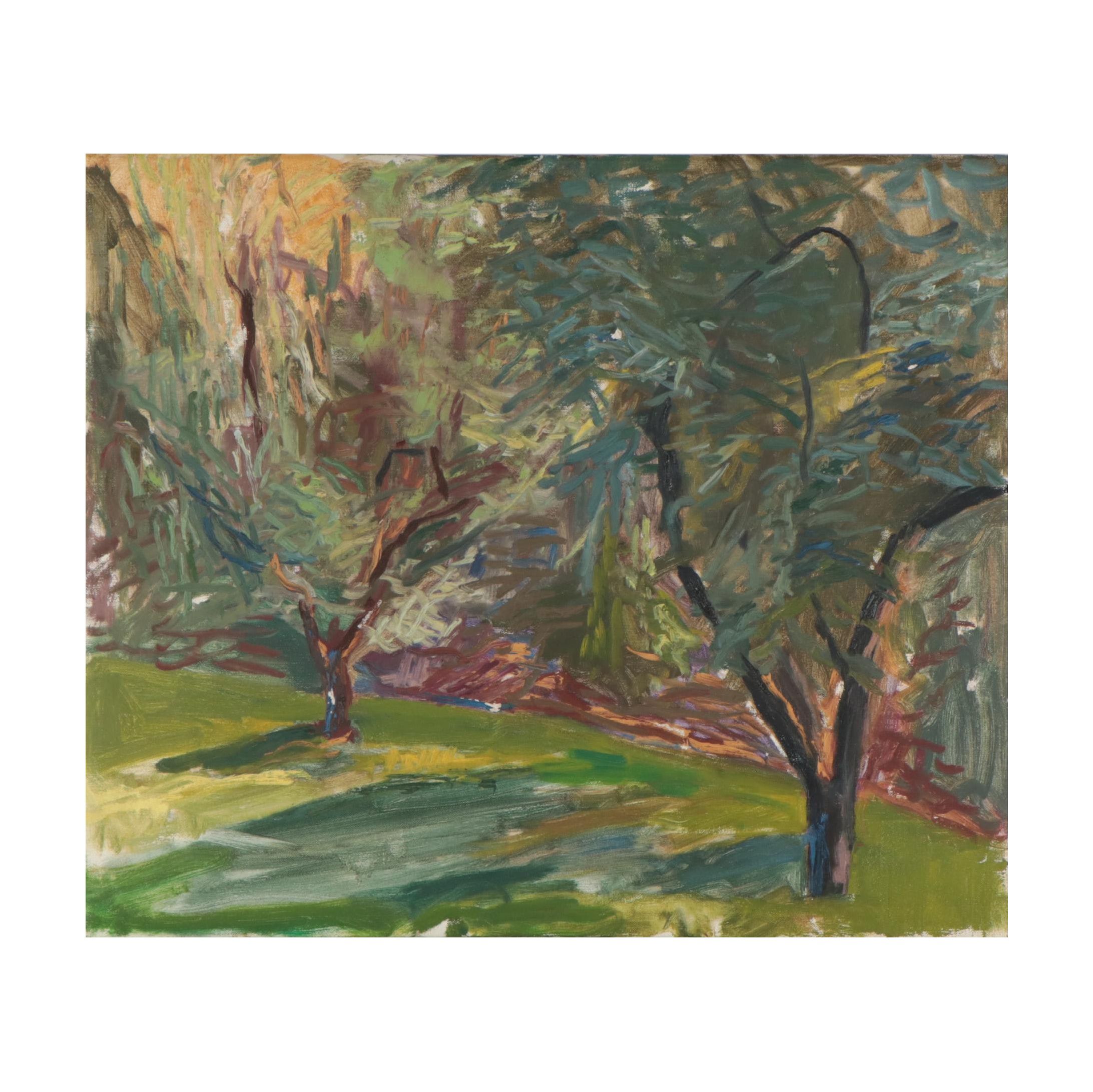 Richard Snyder Oil Painting of Trees, Late 20th Century