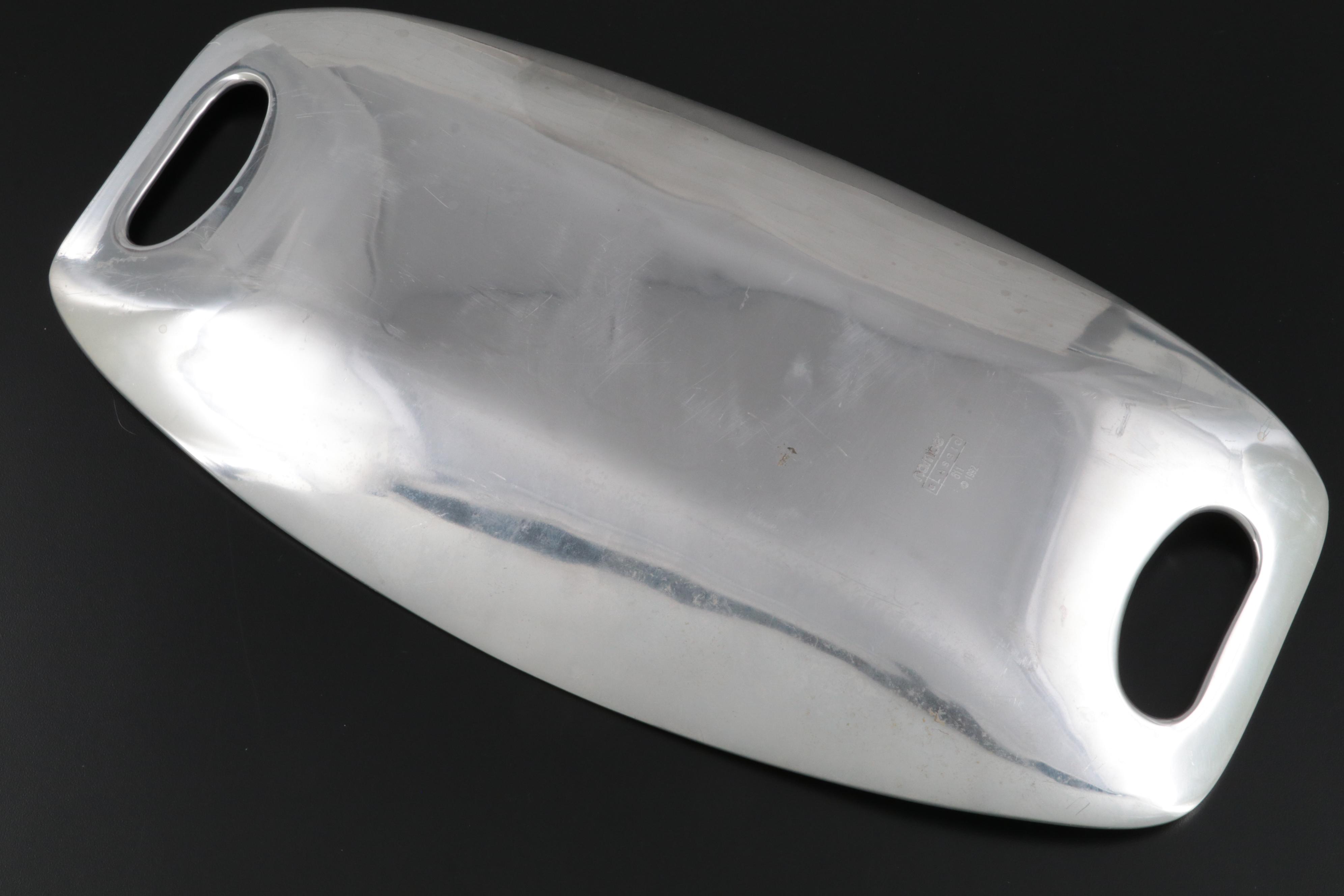 Nambé "Classic" Modern Style Handled Aluminum Centerpiece Tray, 1992
