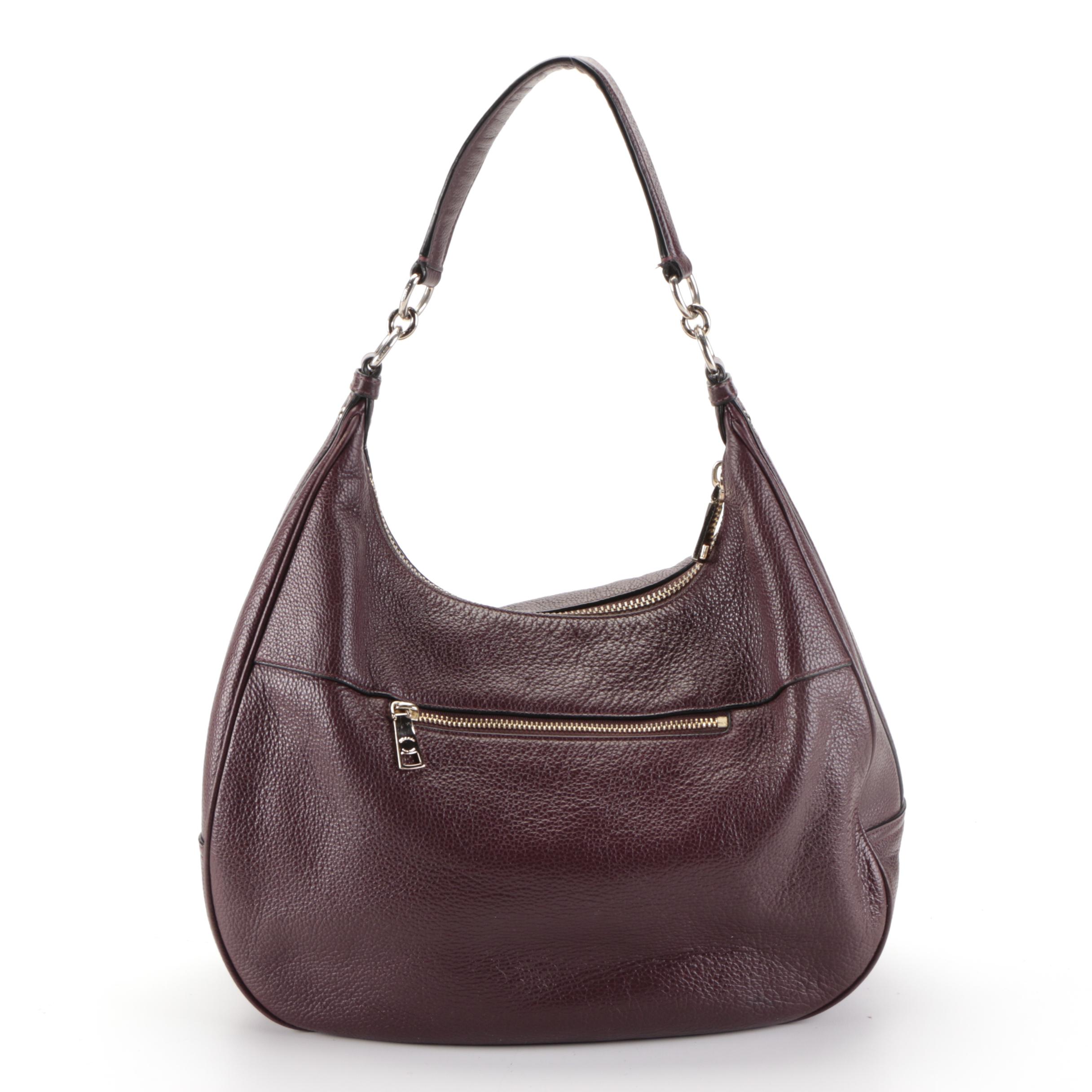 Coach Harley Hobo Shoulder Bag in Burgundy Pebbled Leather