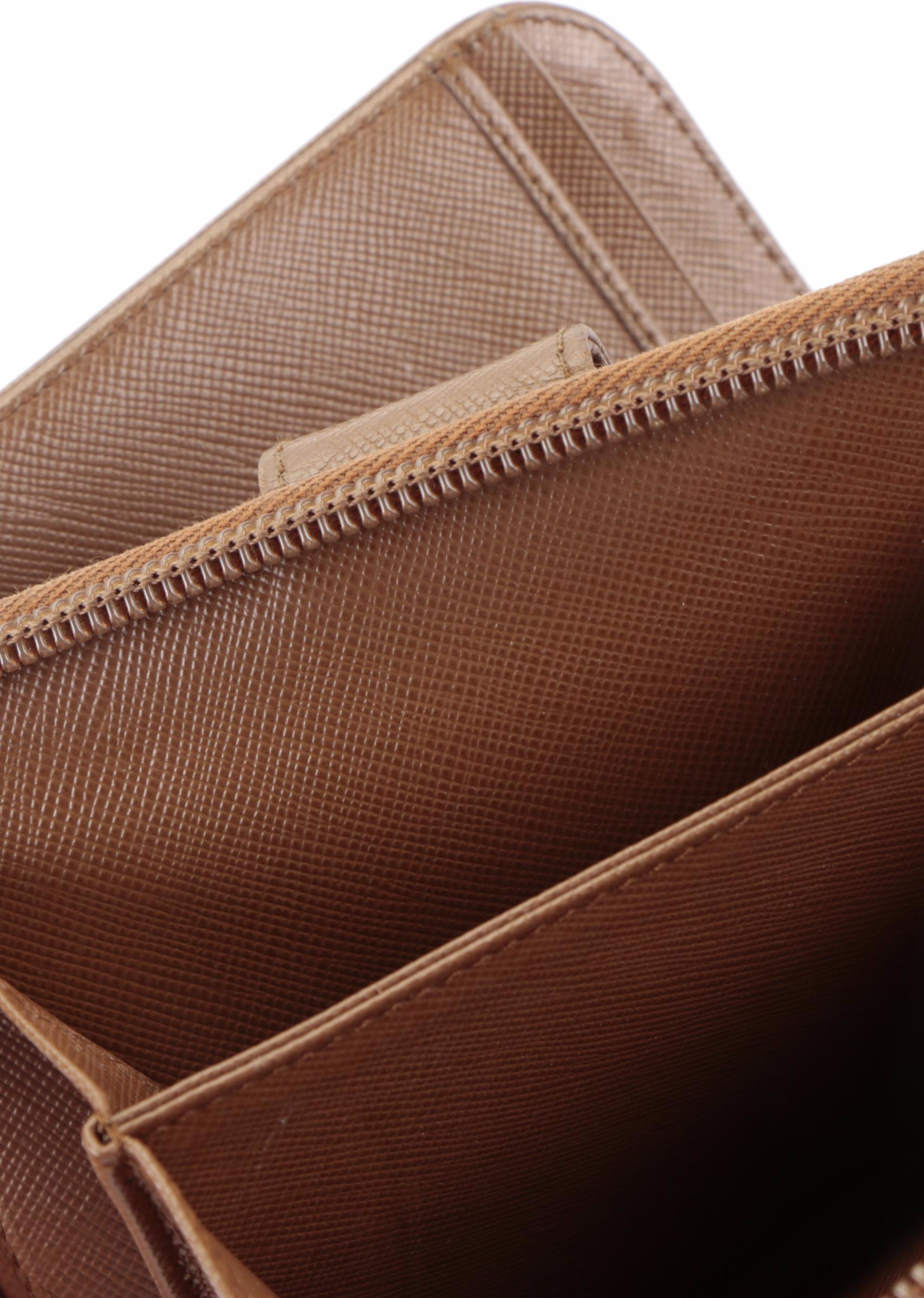 Prada Compact Wallet in Brown Saffiano Leather