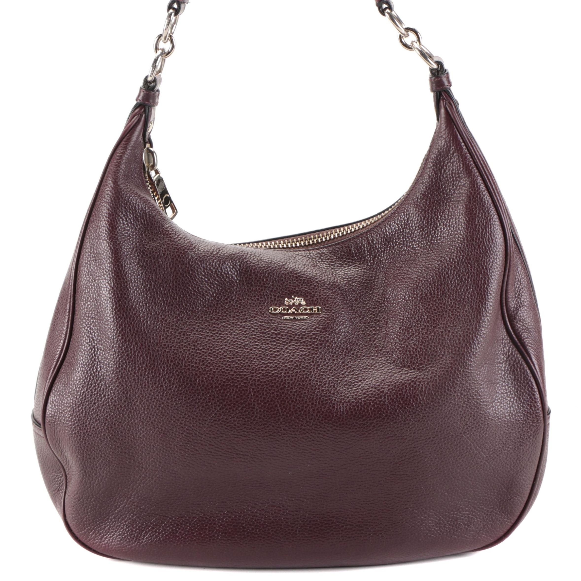 Coach Harley Hobo Shoulder Bag in Burgundy Pebbled Leather