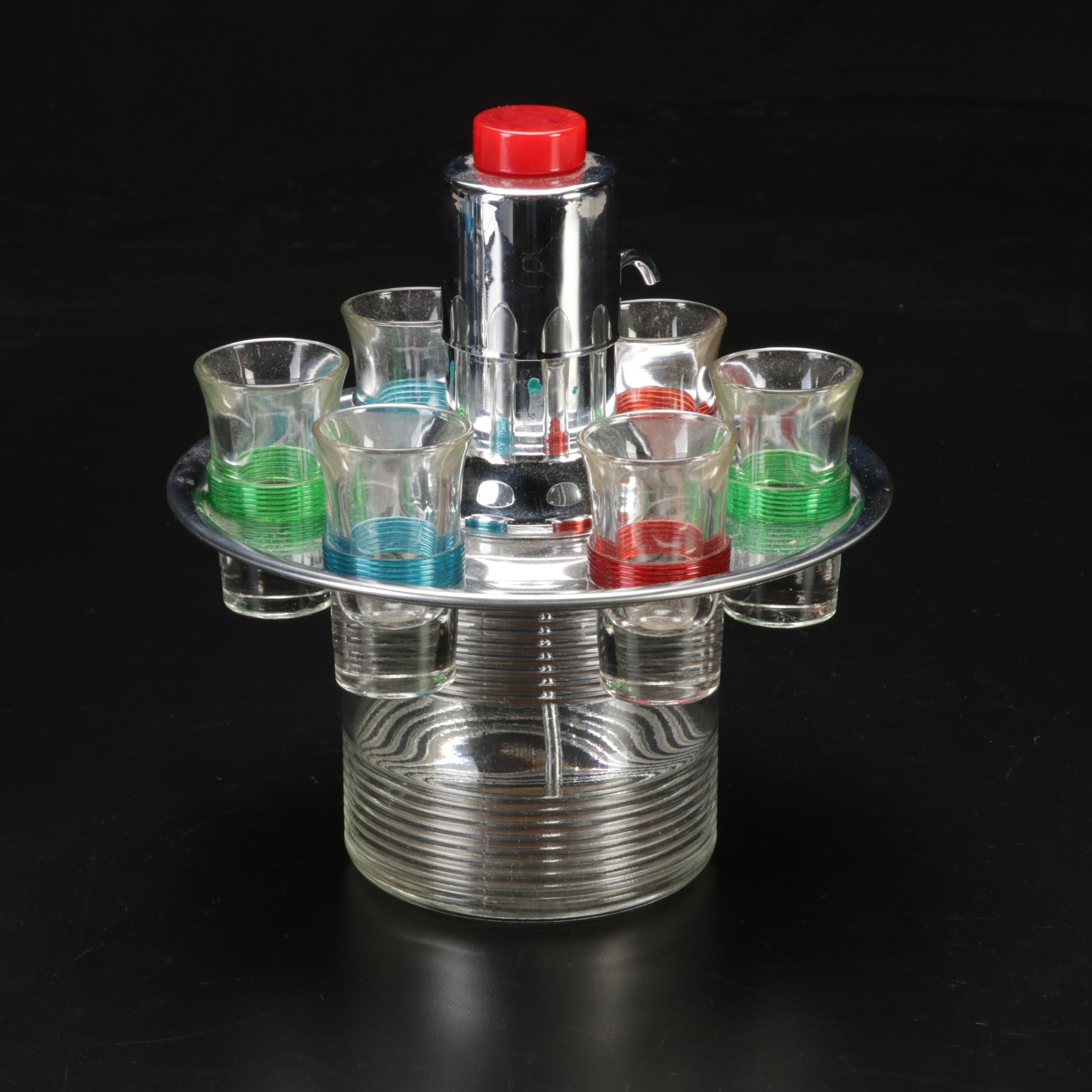 Park Sherman Streamline Modern Shot Carousel with Bakelite and Other Glasses