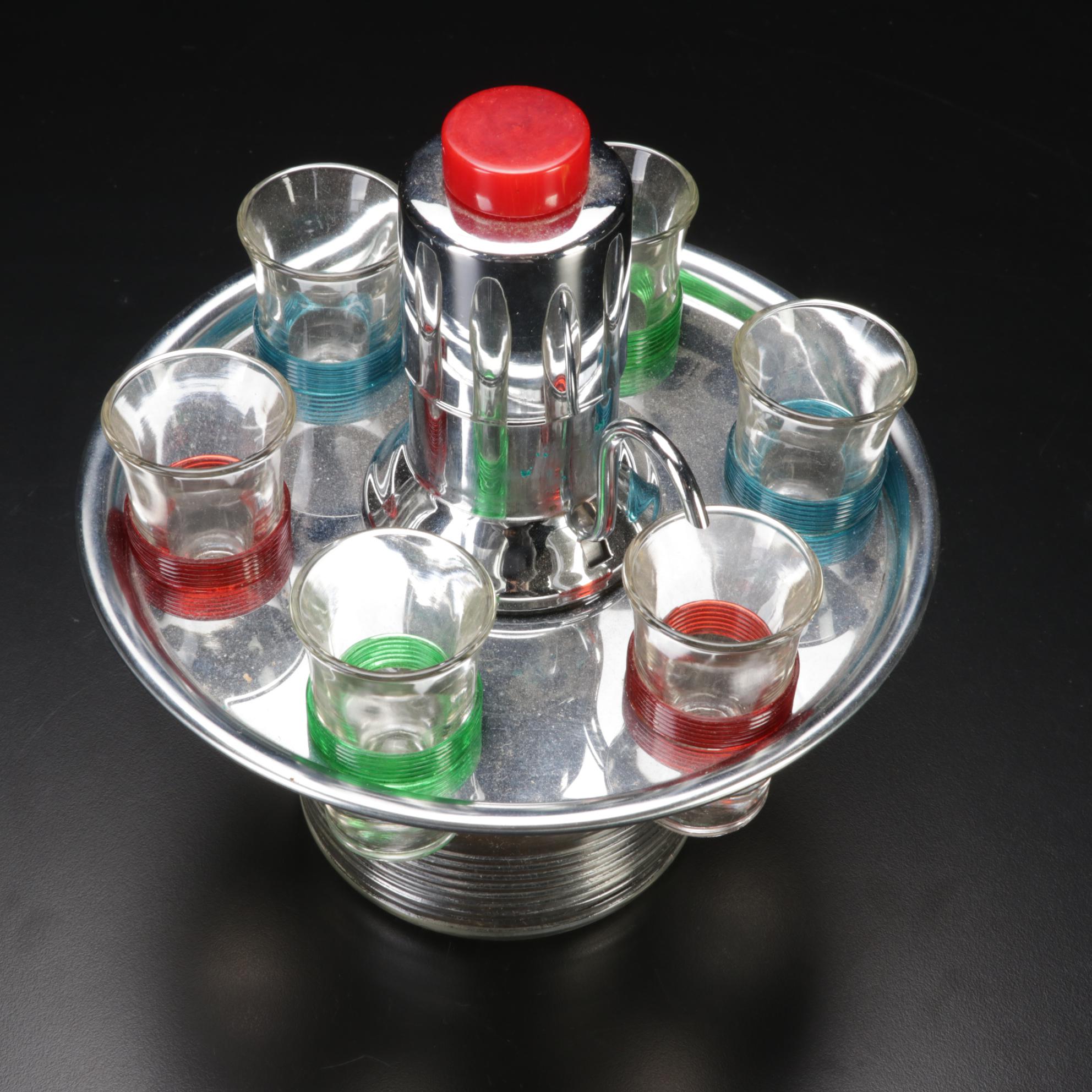 Park Sherman Streamline Modern Shot Carousel with Bakelite and Other Glasses