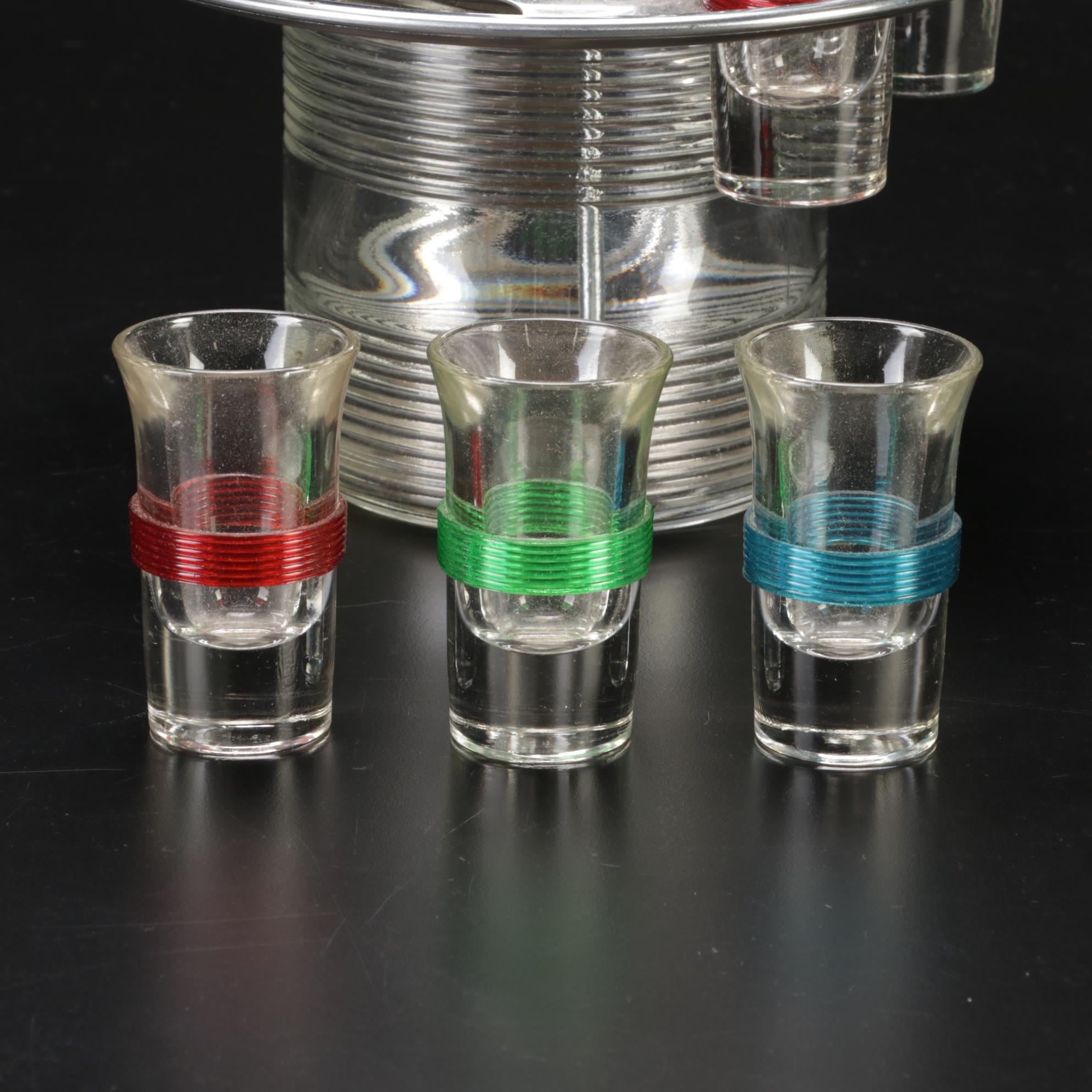 Park Sherman Streamline Modern Shot Carousel with Bakelite and Other Glasses