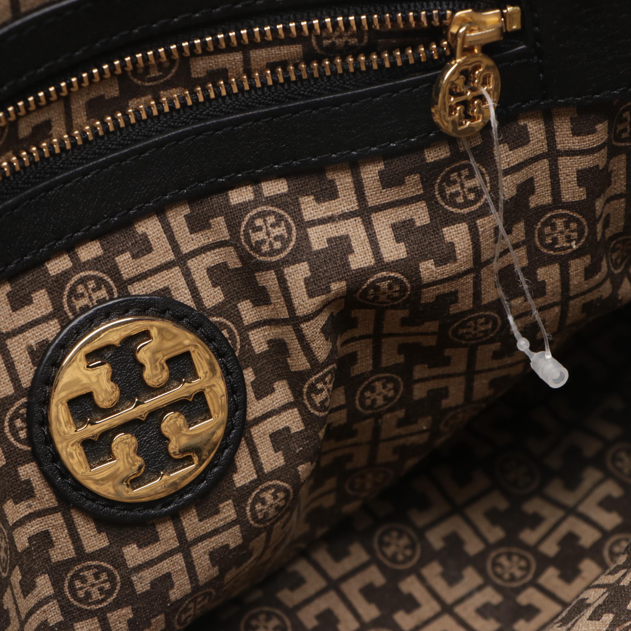 Tory Burch Zippered Tote Bag in Black Leather