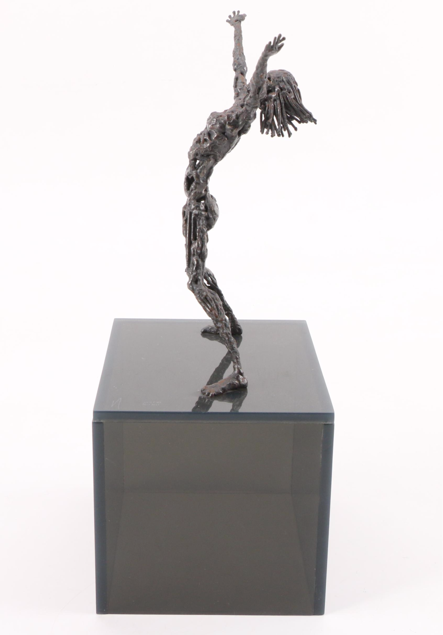 Arlene Abend Welded Metal Sculpture of a Standing Figure on Acrylic Base
