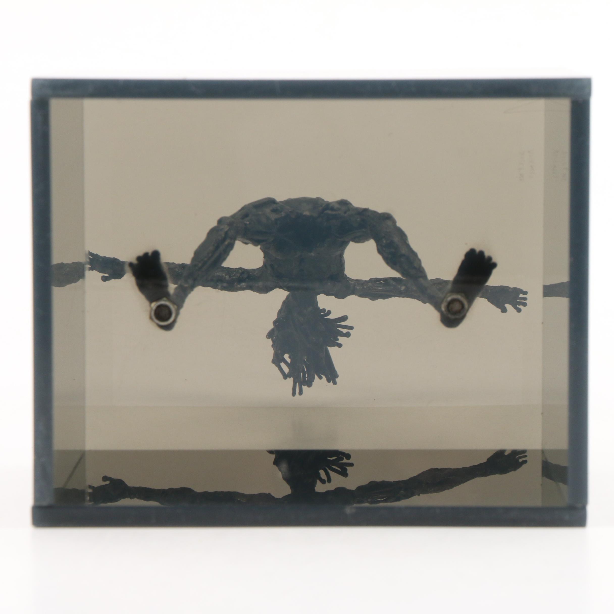 Arlene Abend Welded Metal Sculpture of a Standing Figure on Acrylic Base