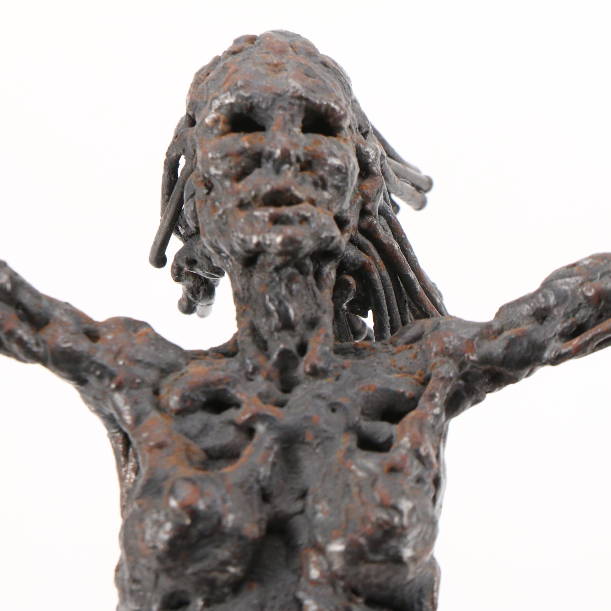 Arlene Abend Welded Metal Sculpture of a Standing Figure on Acrylic Base
