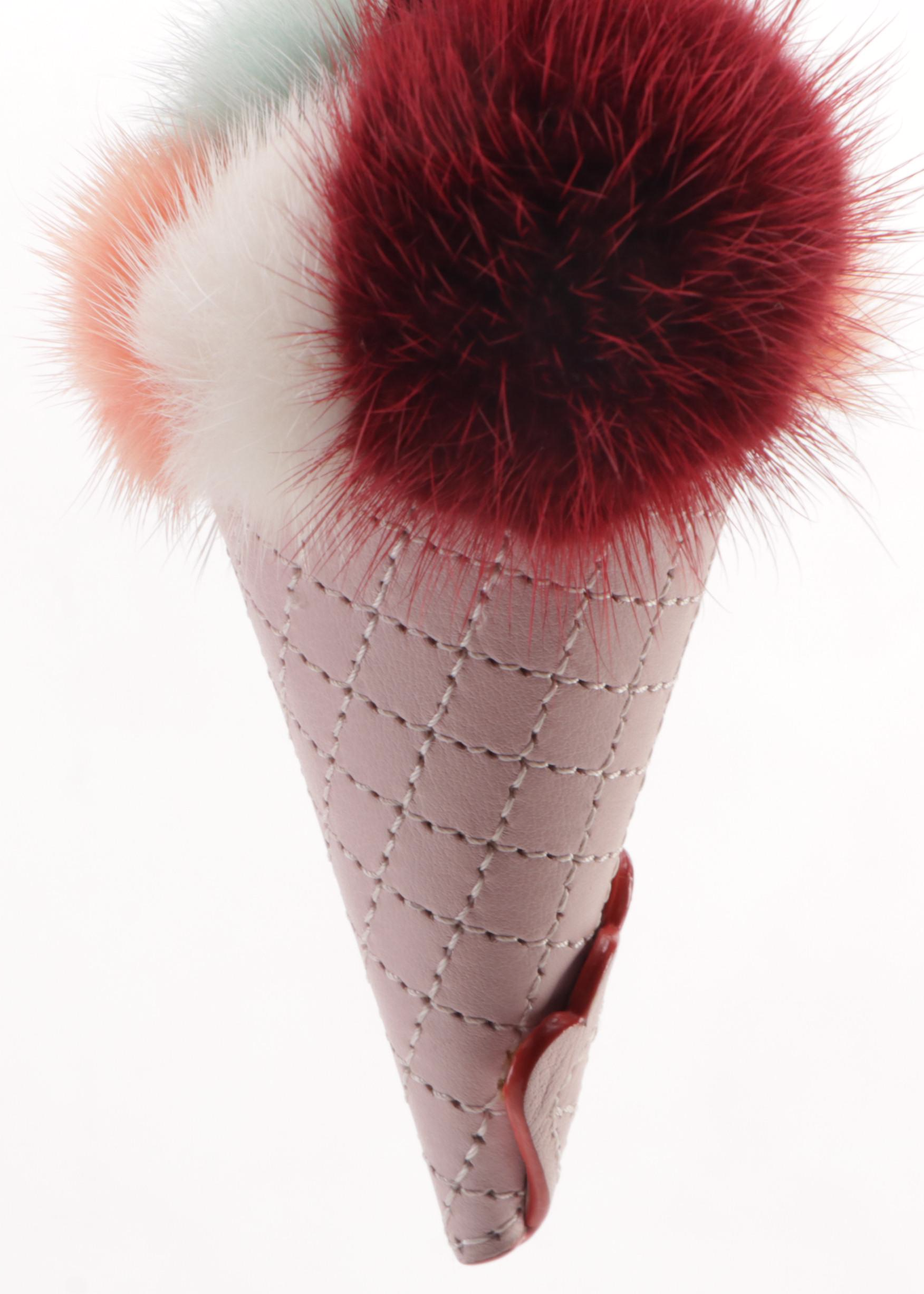 Fendi Mink Fur and Leather Ice Cream Cone Bag Charm