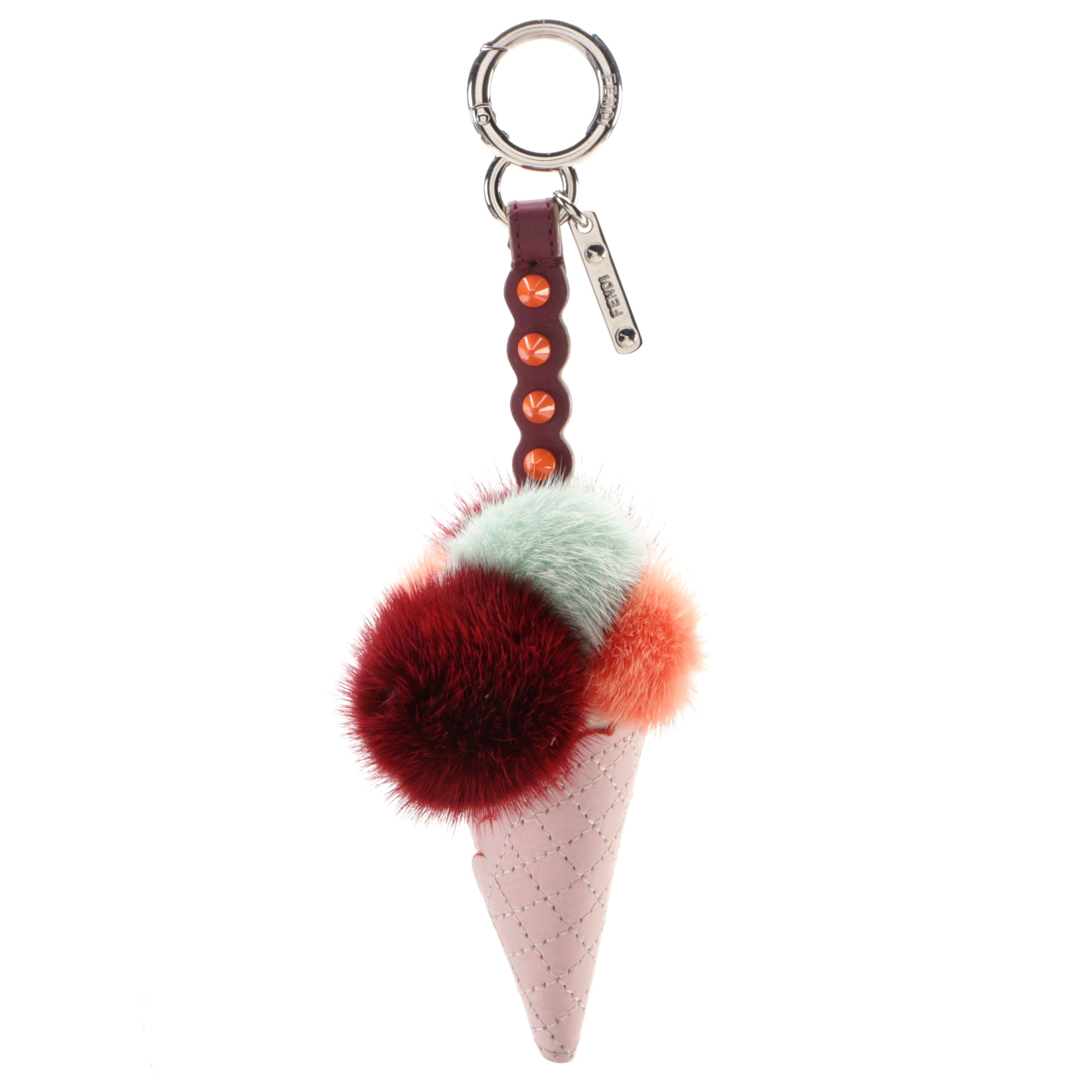 Fendi Mink Fur and Leather Ice Cream Cone Bag Charm
