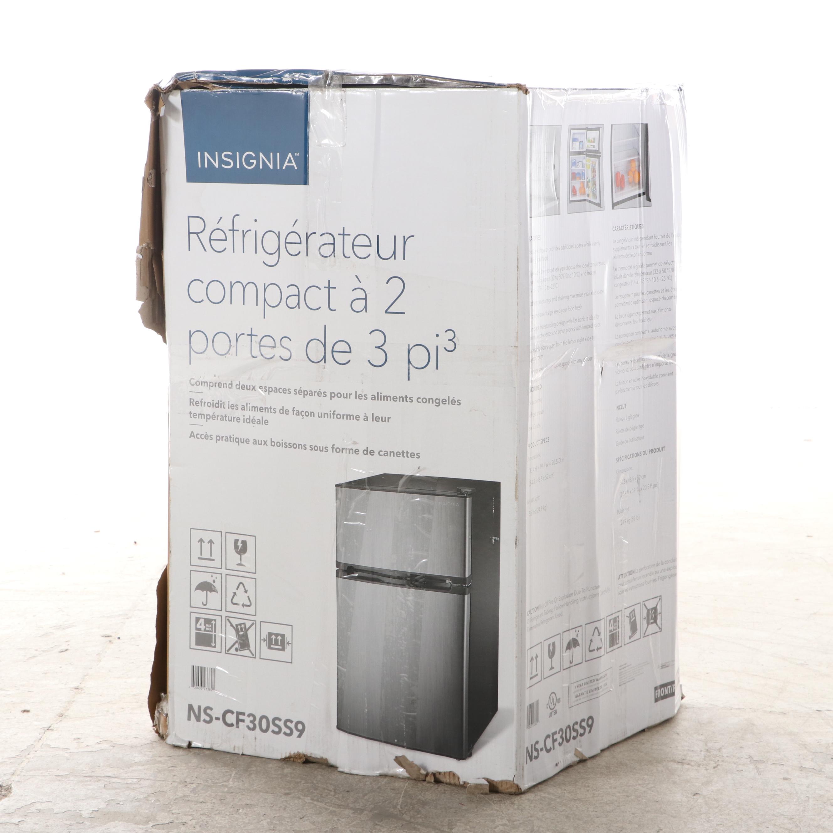 Insignia 3.0 Cu. Ft. Stainless Steel Mini Fridge with Top Freezer