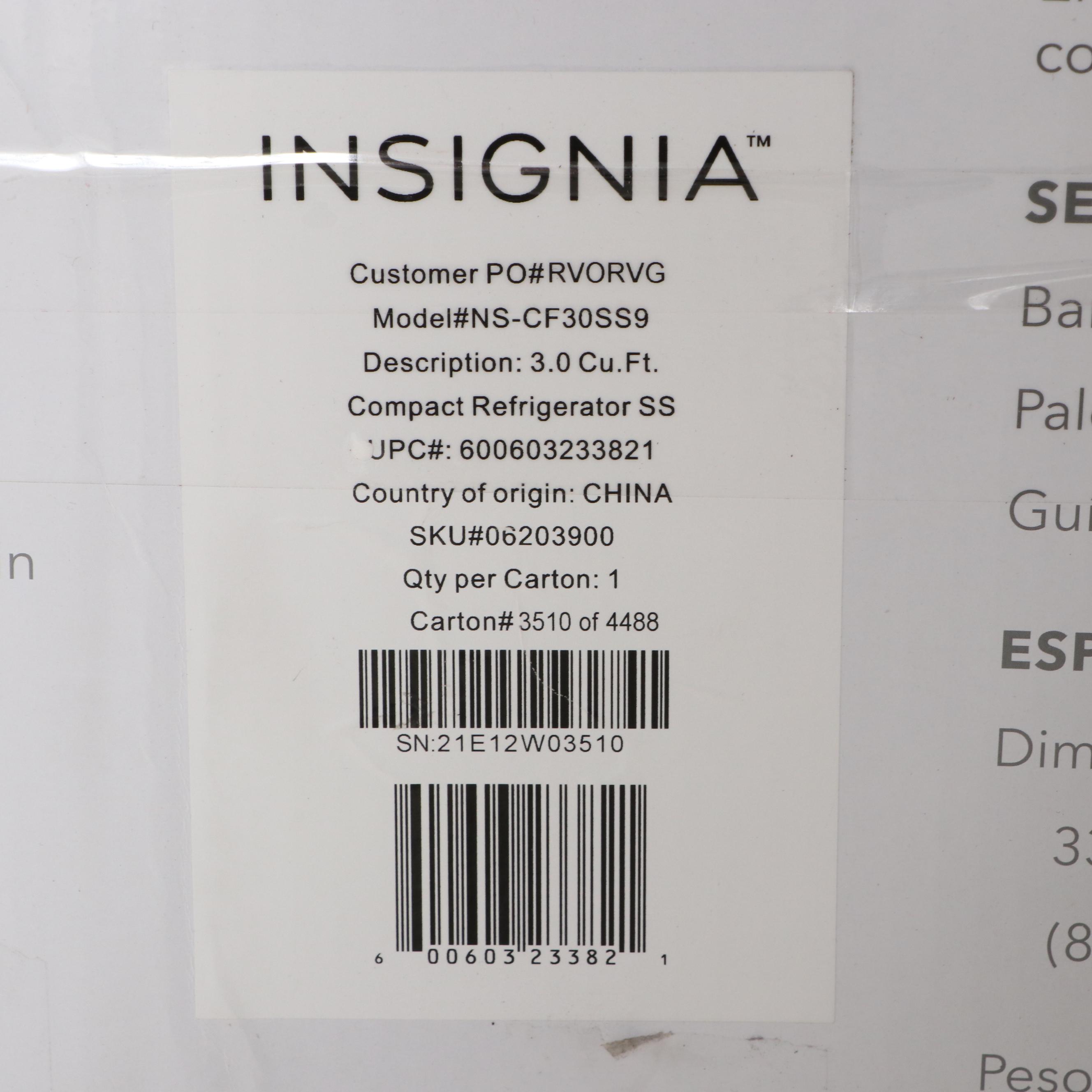 Insignia 3.0 Cu. Ft. Stainless Steel Mini Fridge with Top Freezer