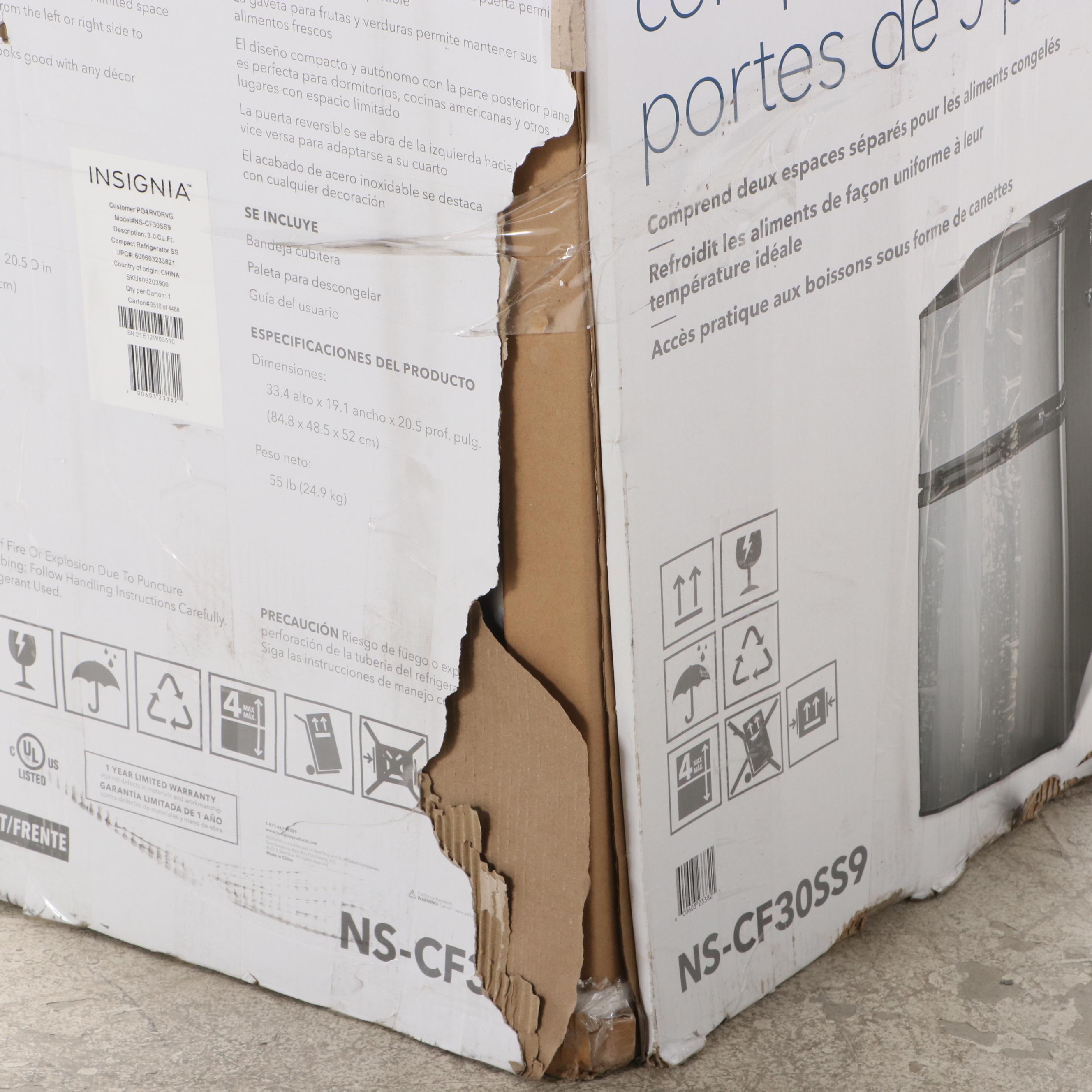 Insignia 3.0 Cu. Ft. Stainless Steel Mini Fridge with Top Freezer