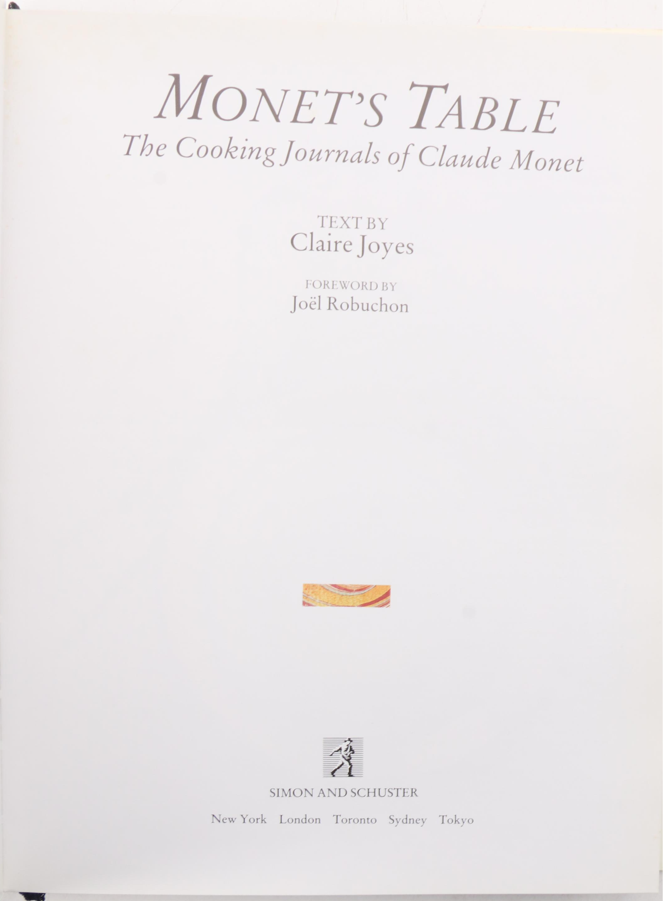 "Monet’s Table: The Cooking Journals of Claude Monet" by Claire Joyes, 1989