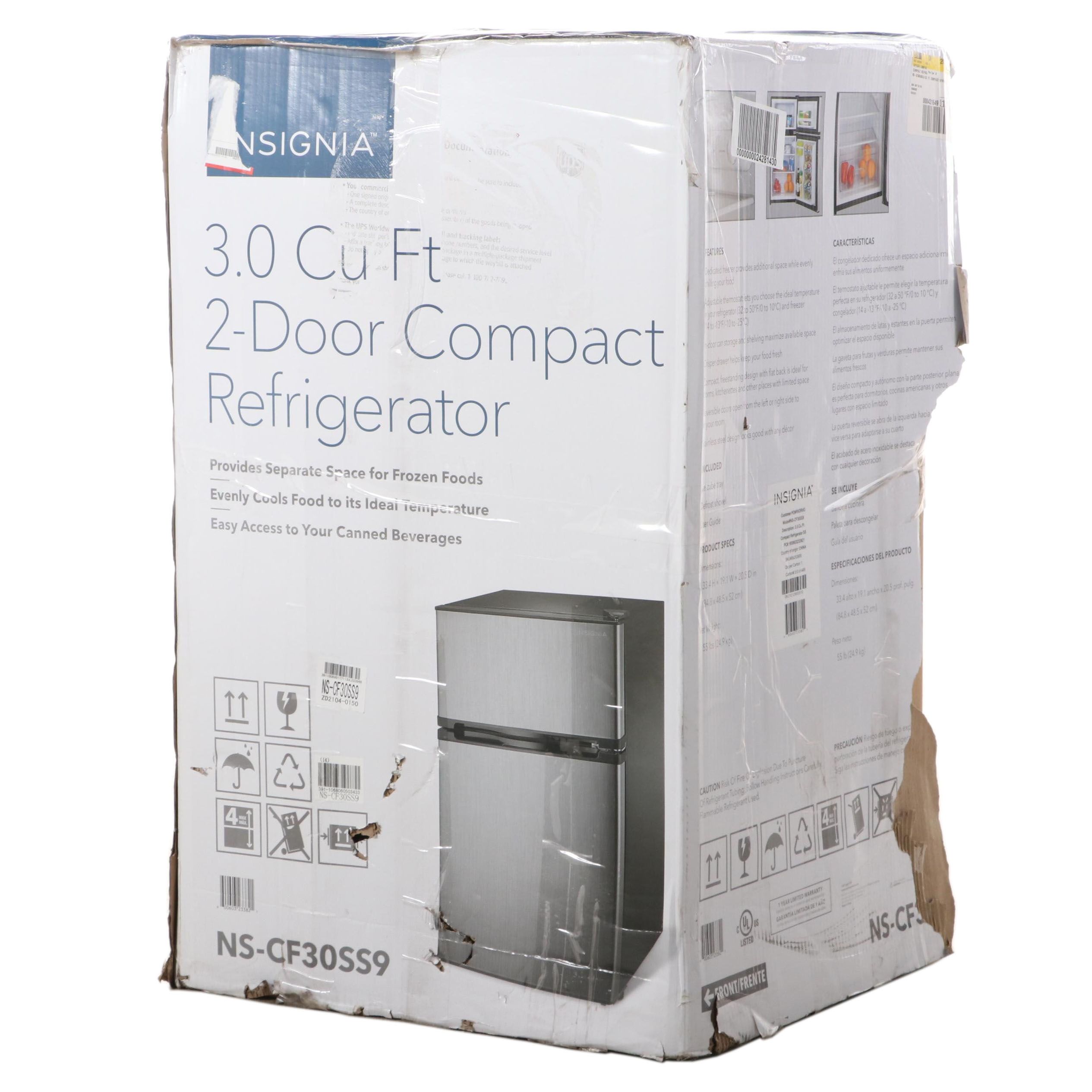 Insignia 3.0 Cu. Ft. Stainless Steel Mini Fridge with Top Freezer