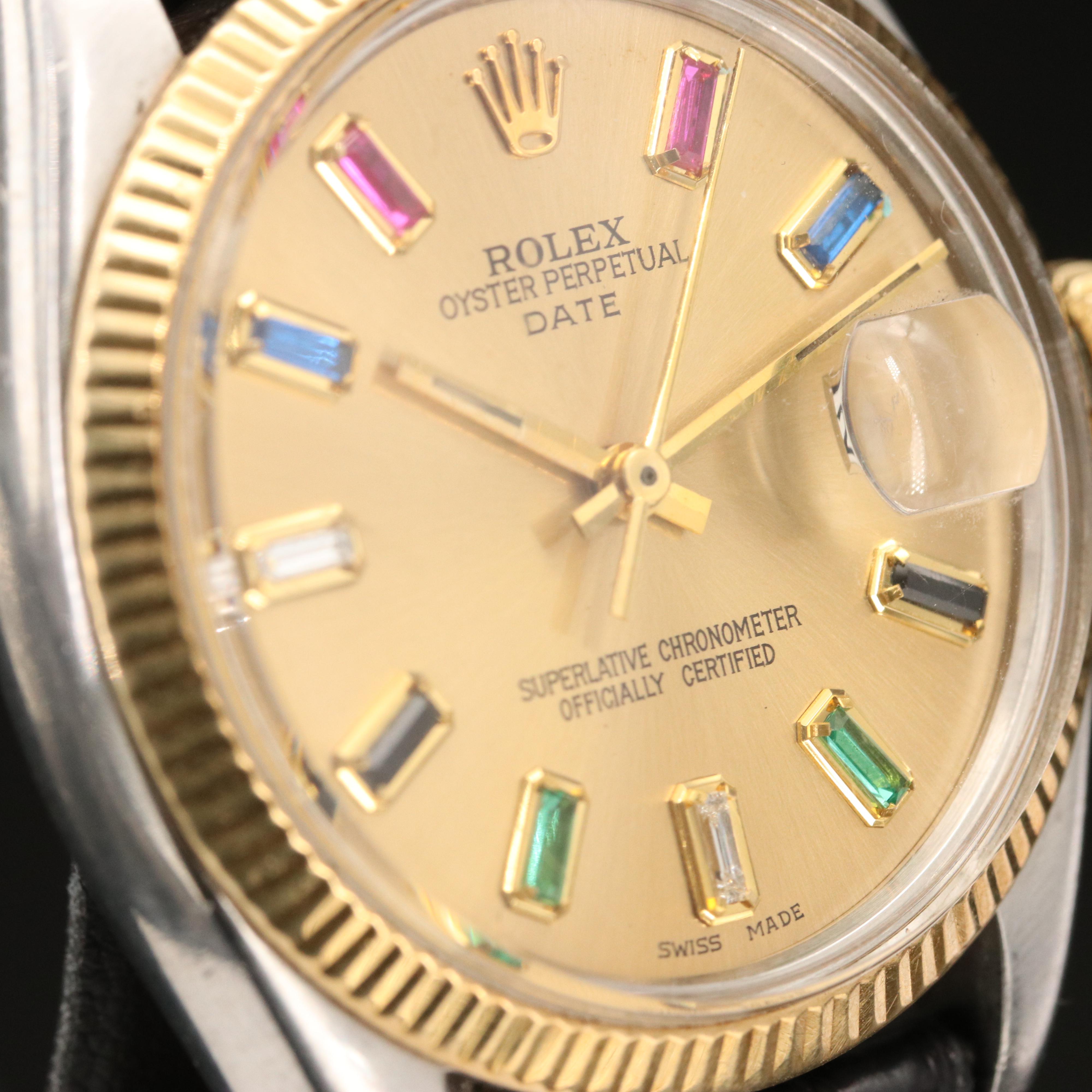 1978 Rolex Oyster Perpetual Date Watch with Gemstone and Diamond Dial