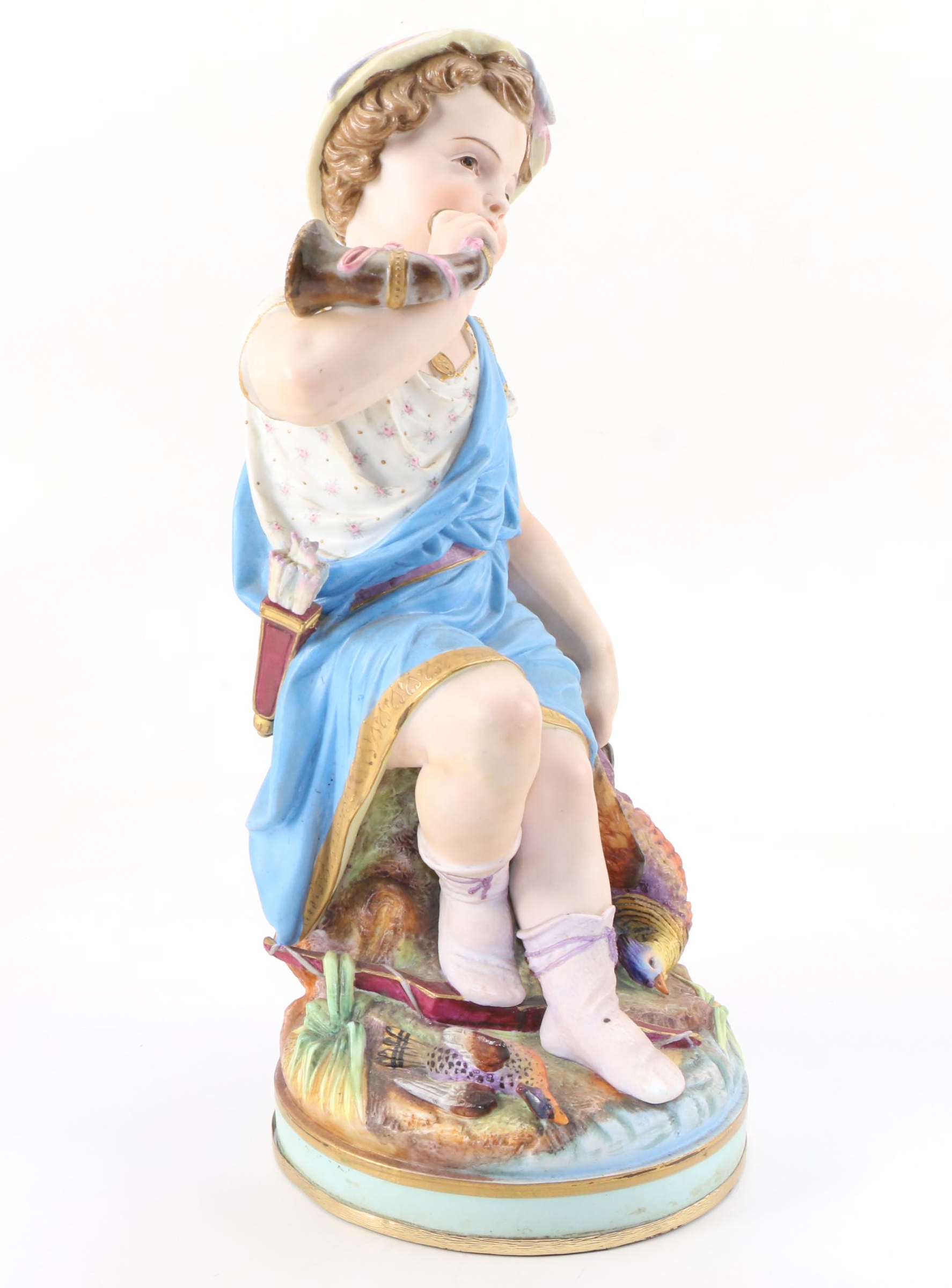 French Bisque Hunter Figurine, Late 19th/ Early 20th Century