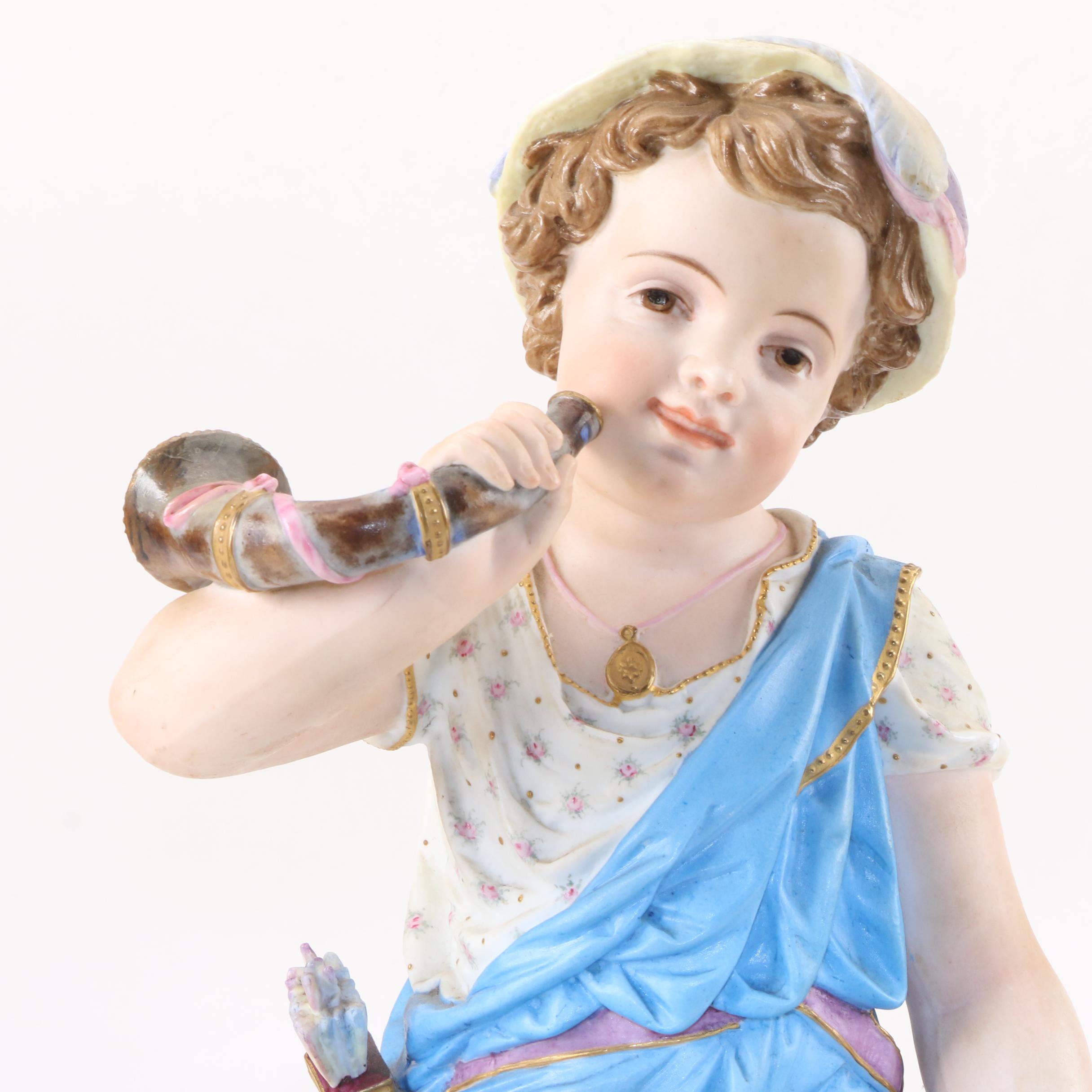 French Bisque Hunter Figurine, Late 19th/ Early 20th Century