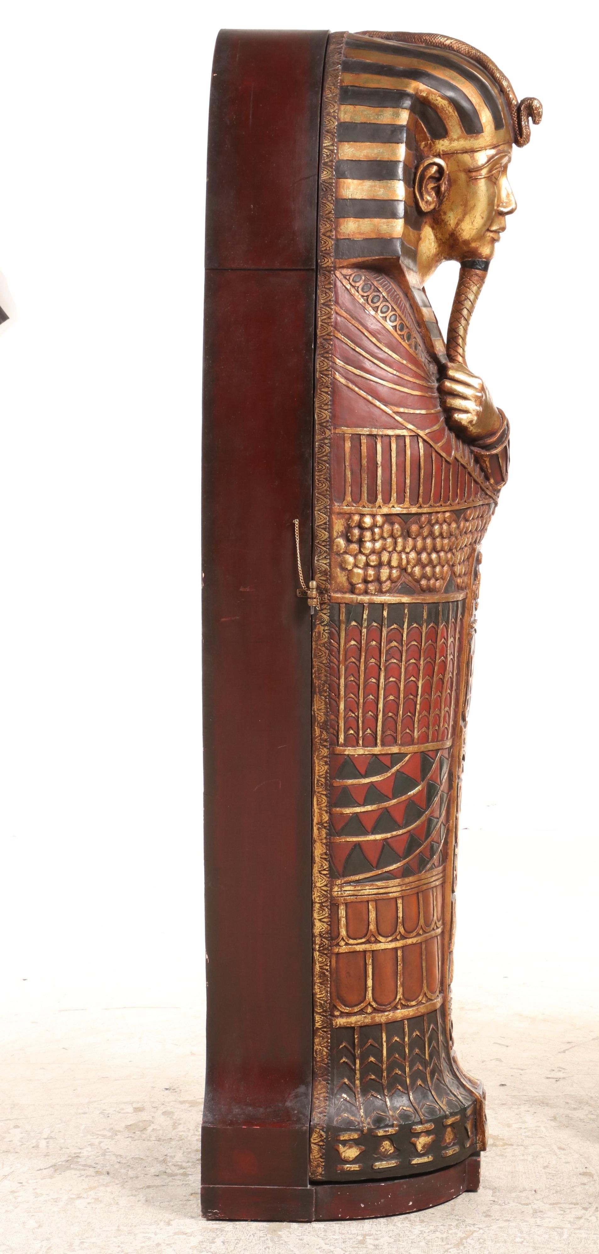 Tutankhamun Sarcophagus Form Parcel-Gilt Bookcase Cabinet