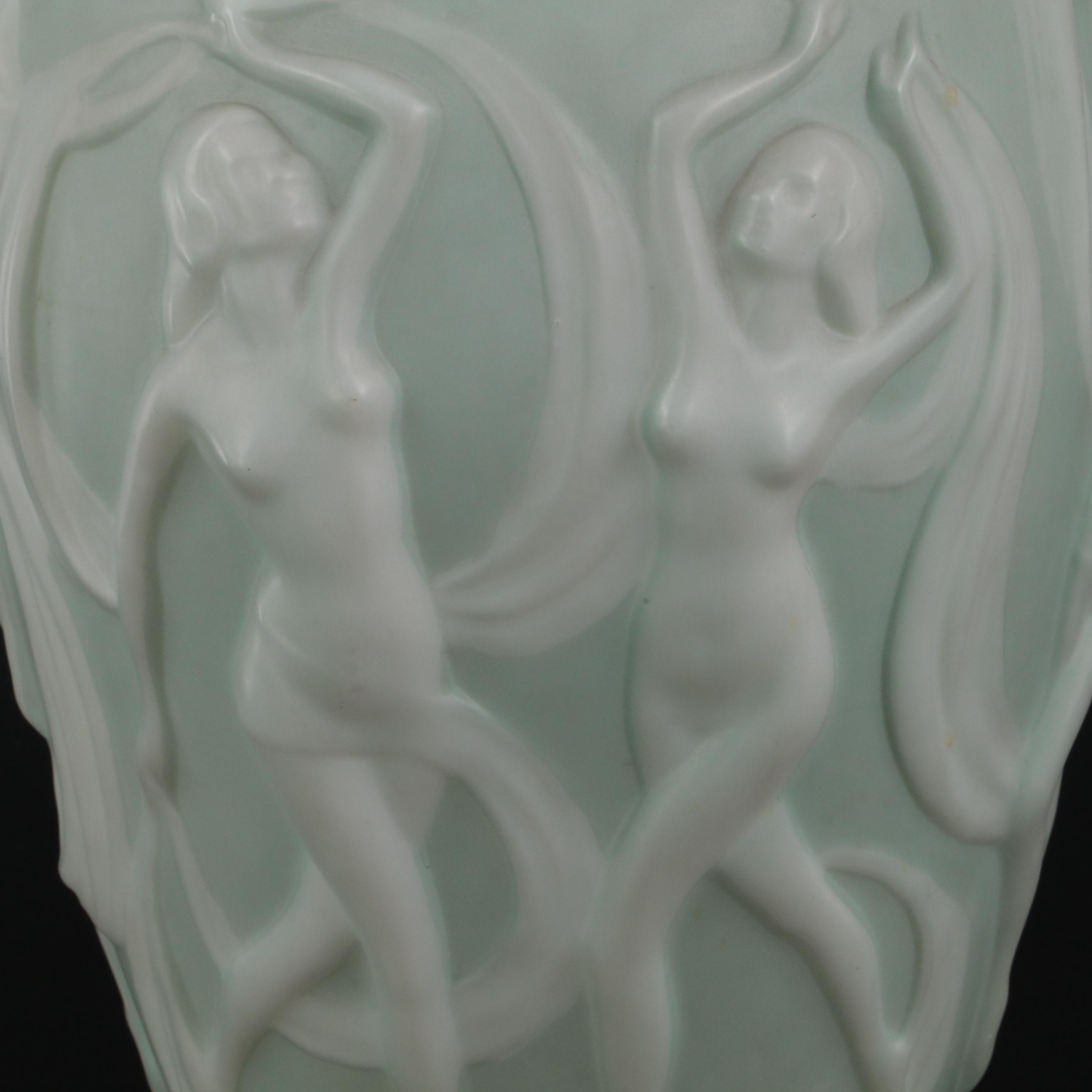 Phoenix Consolidated Dancing Nudes Glass Vase, 1930s