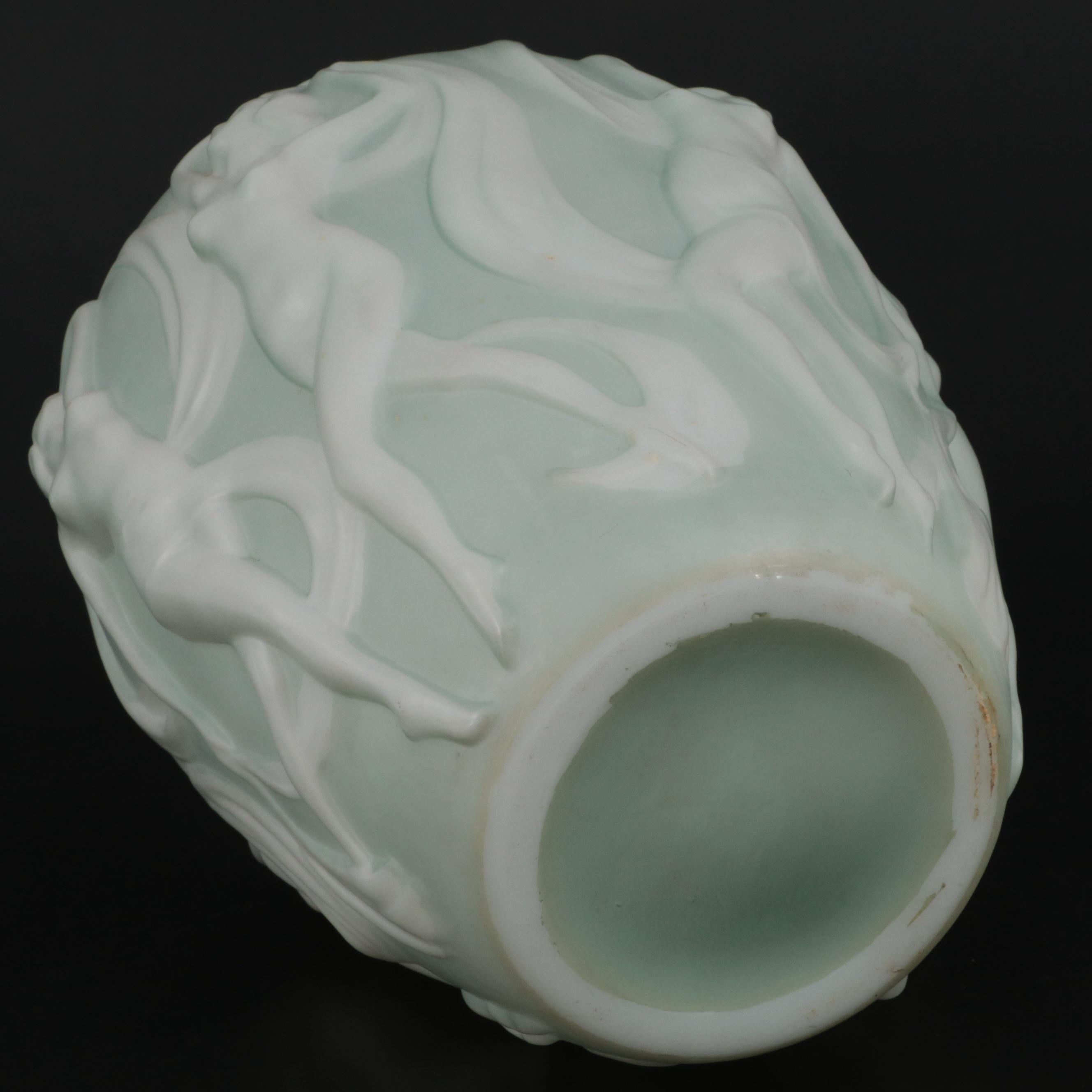 Phoenix Consolidated Dancing Nudes Glass Vase, 1930s