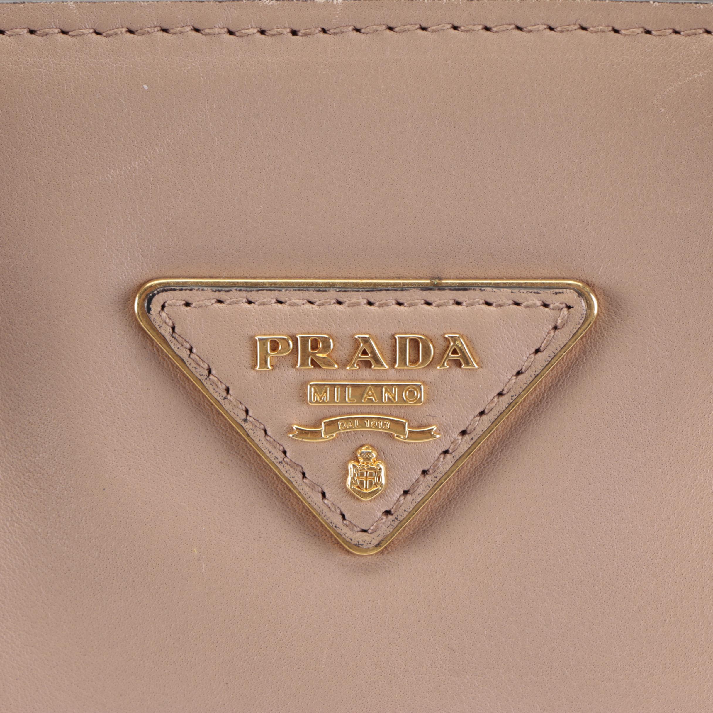 Prada Taupe Leather Tote Bag