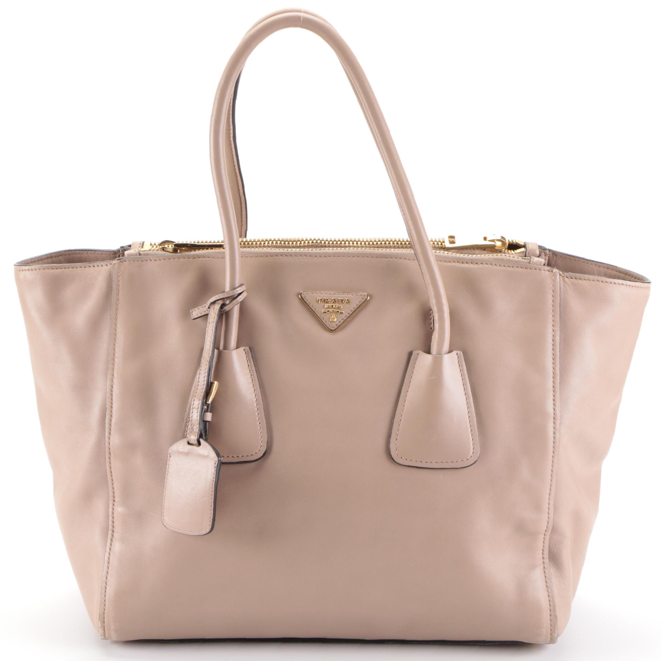 Prada Taupe Leather Tote Bag