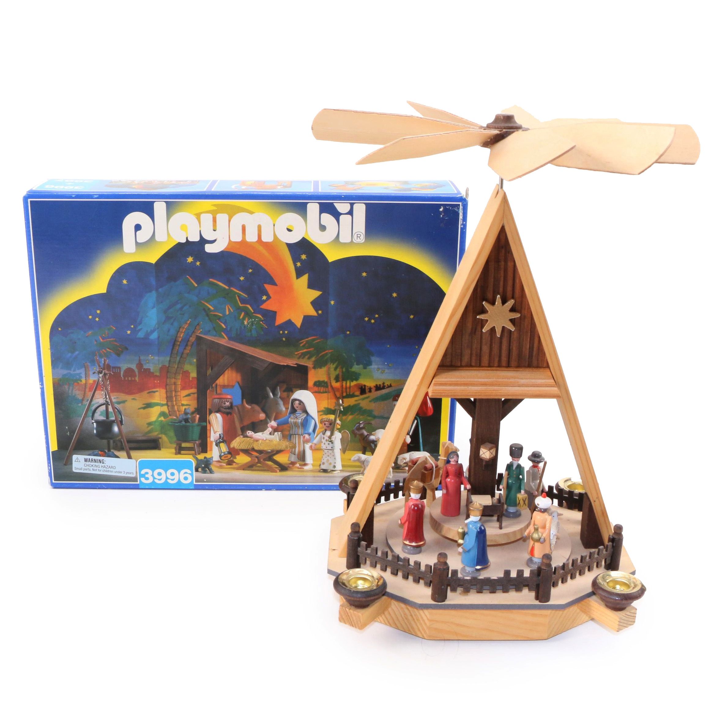 Christmas Pyramid with Playmobil Nativity Set