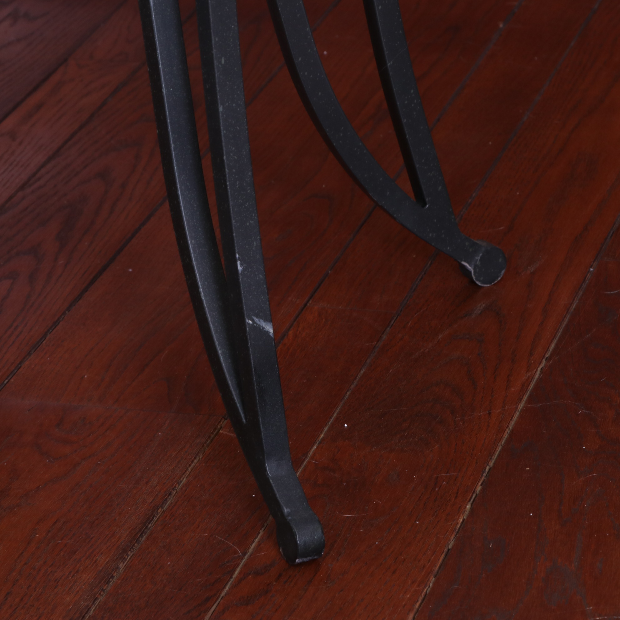 Arhaus "Kenya" Copper Top Bar Table with Leather Cafe Stools