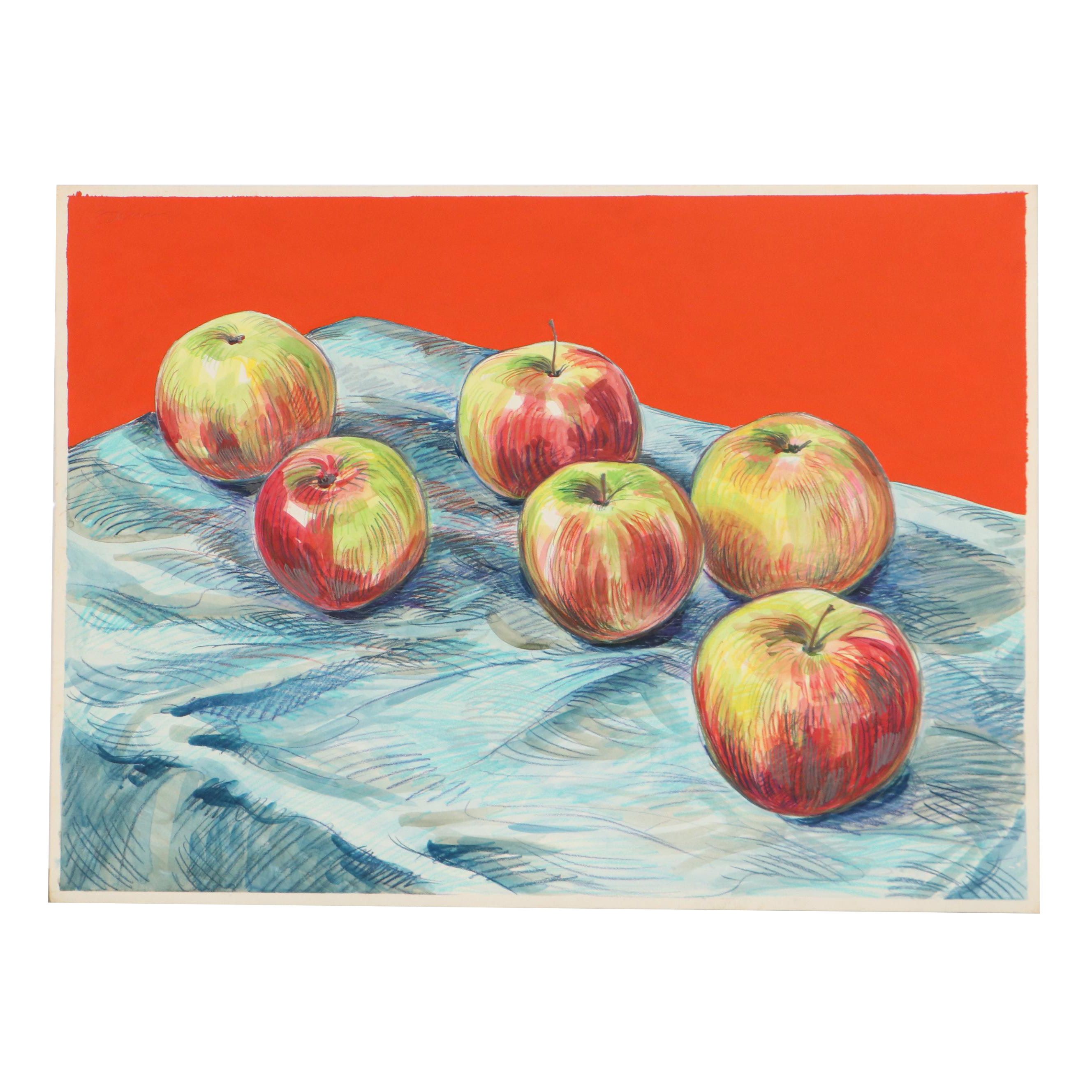 Robert Domin Still Life Mixed Media Drawing, Circa 1980