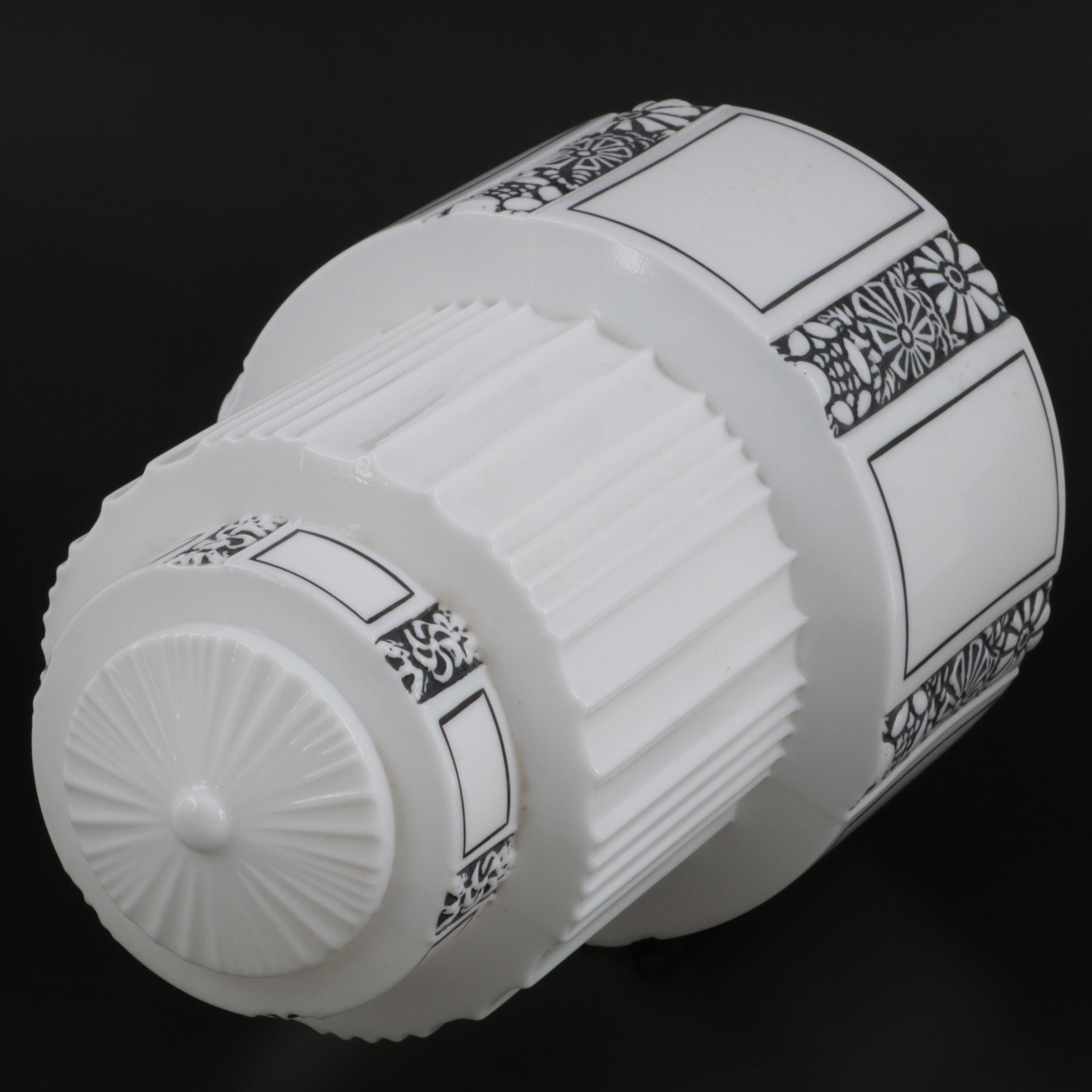 Art Deco Milk Glass Skyscraper Ceiling Pendant Lamp Shade, Early/ Mid-20th C.