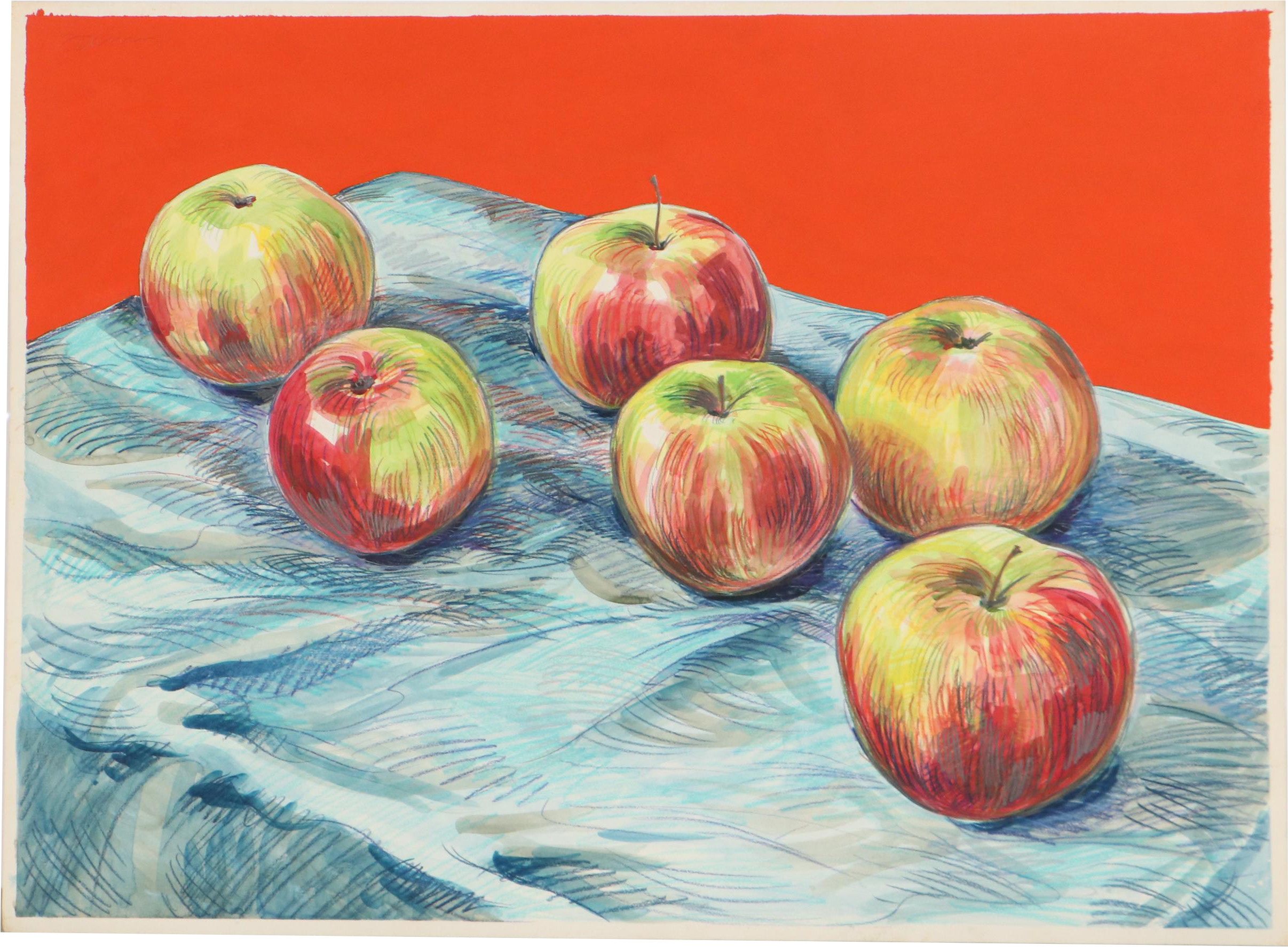 Robert Domin Still Life Mixed Media Drawing, Circa 1980