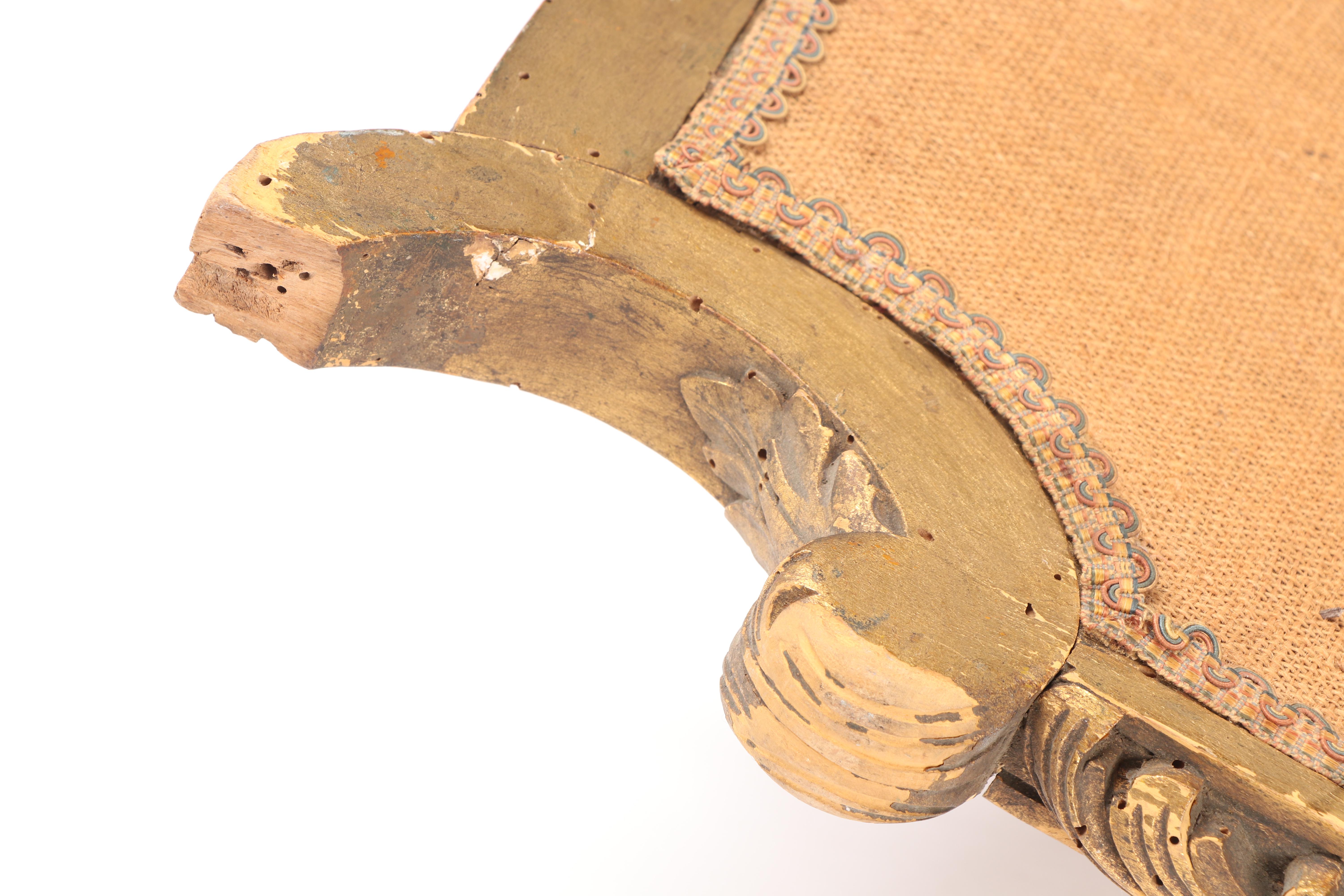 Rococo Style Giltwood Cartouche Panel with Silk Brocade