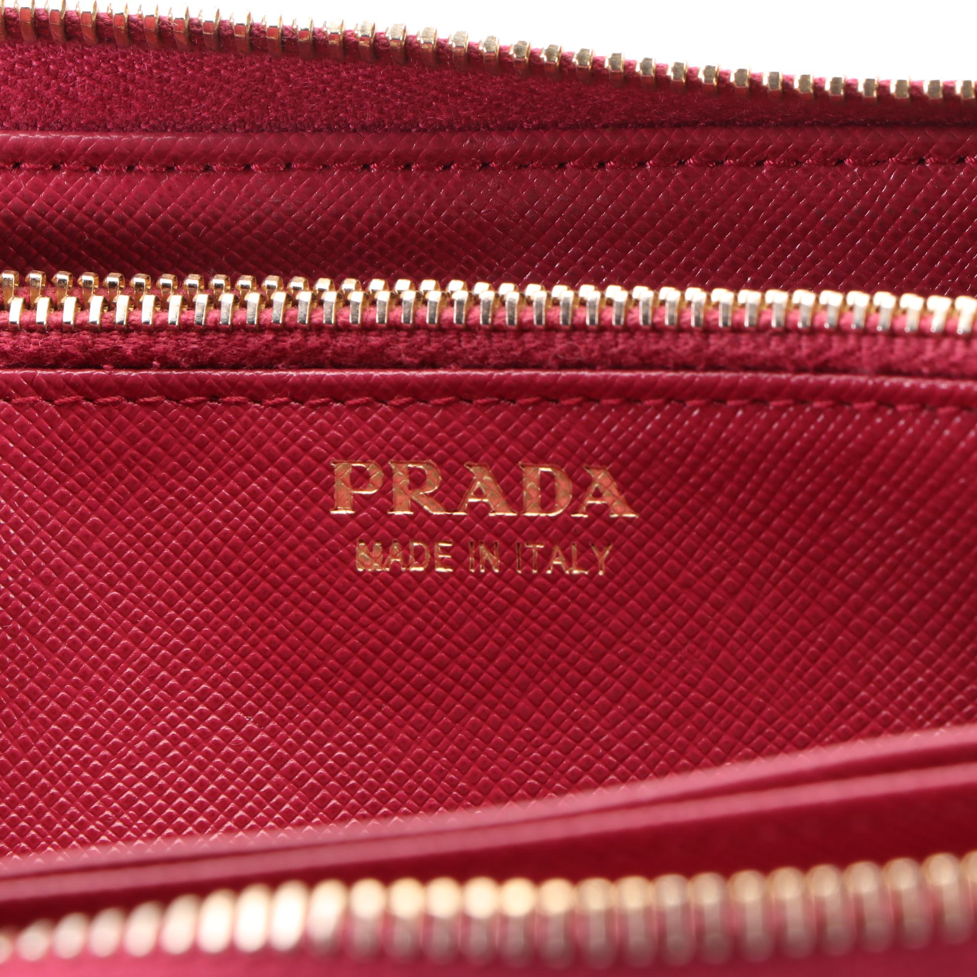 Prada Zip-Around Wallet in Pink Saffiano Leather